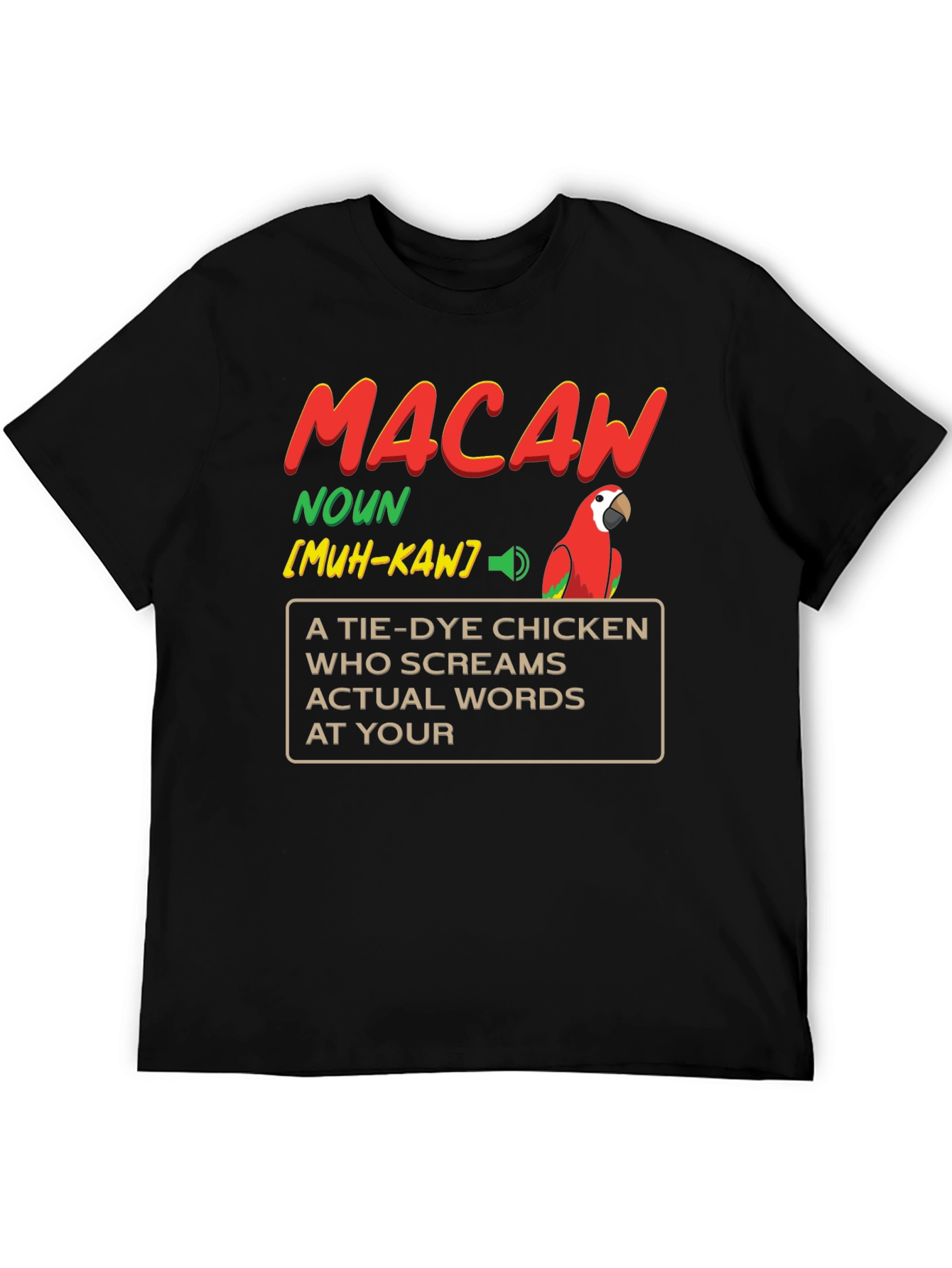 Black Macaw Definition Graphic T-Shirt - Novelty Bird Lover Tee view 5