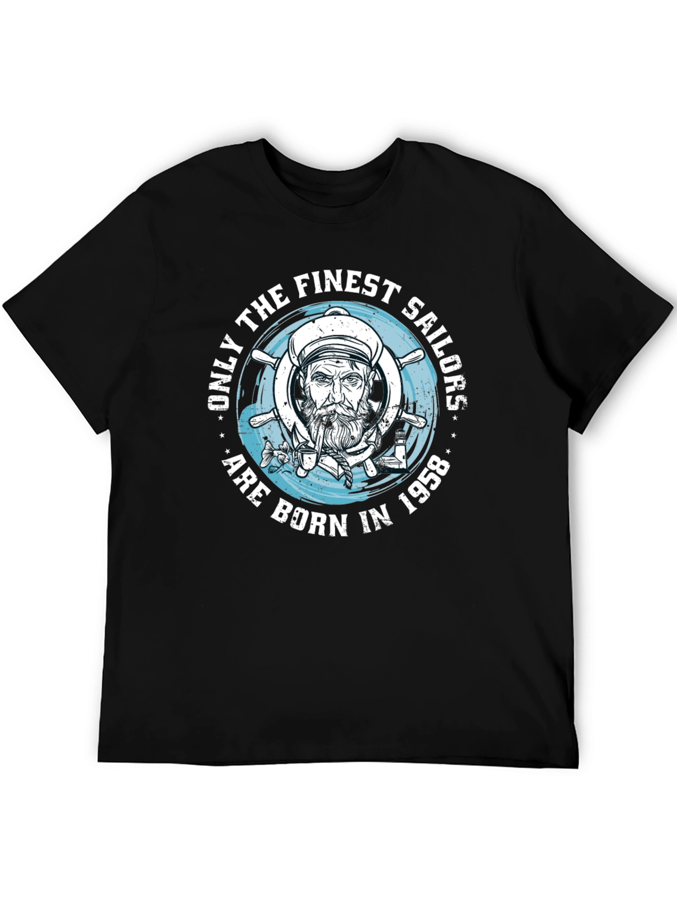 Black Finest Sailors Born in 1958 Black T-Shirt view 5