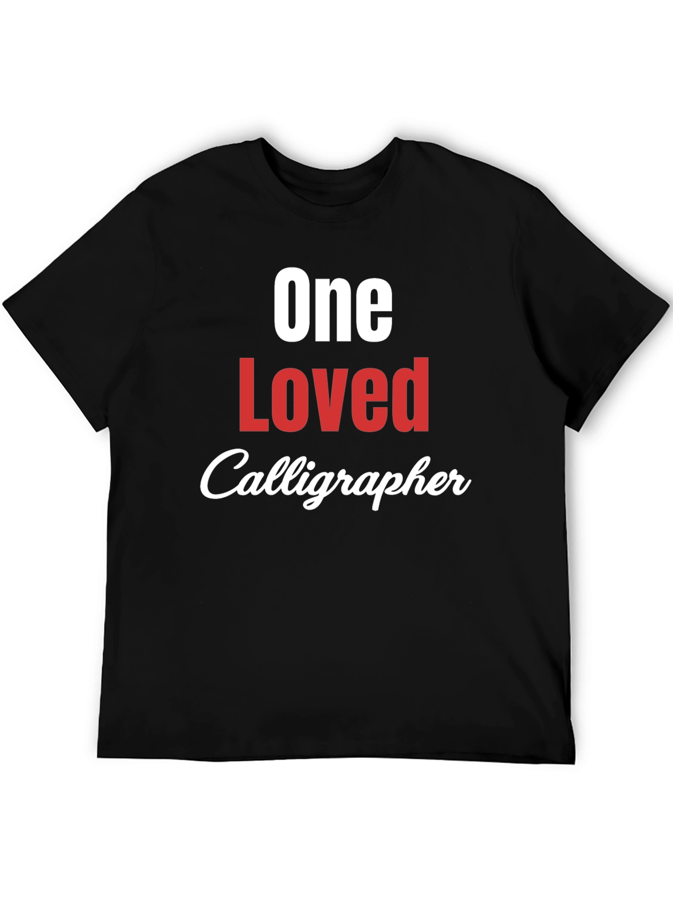 Black One Loved Calligrapher Graphic T-Shirt view 5