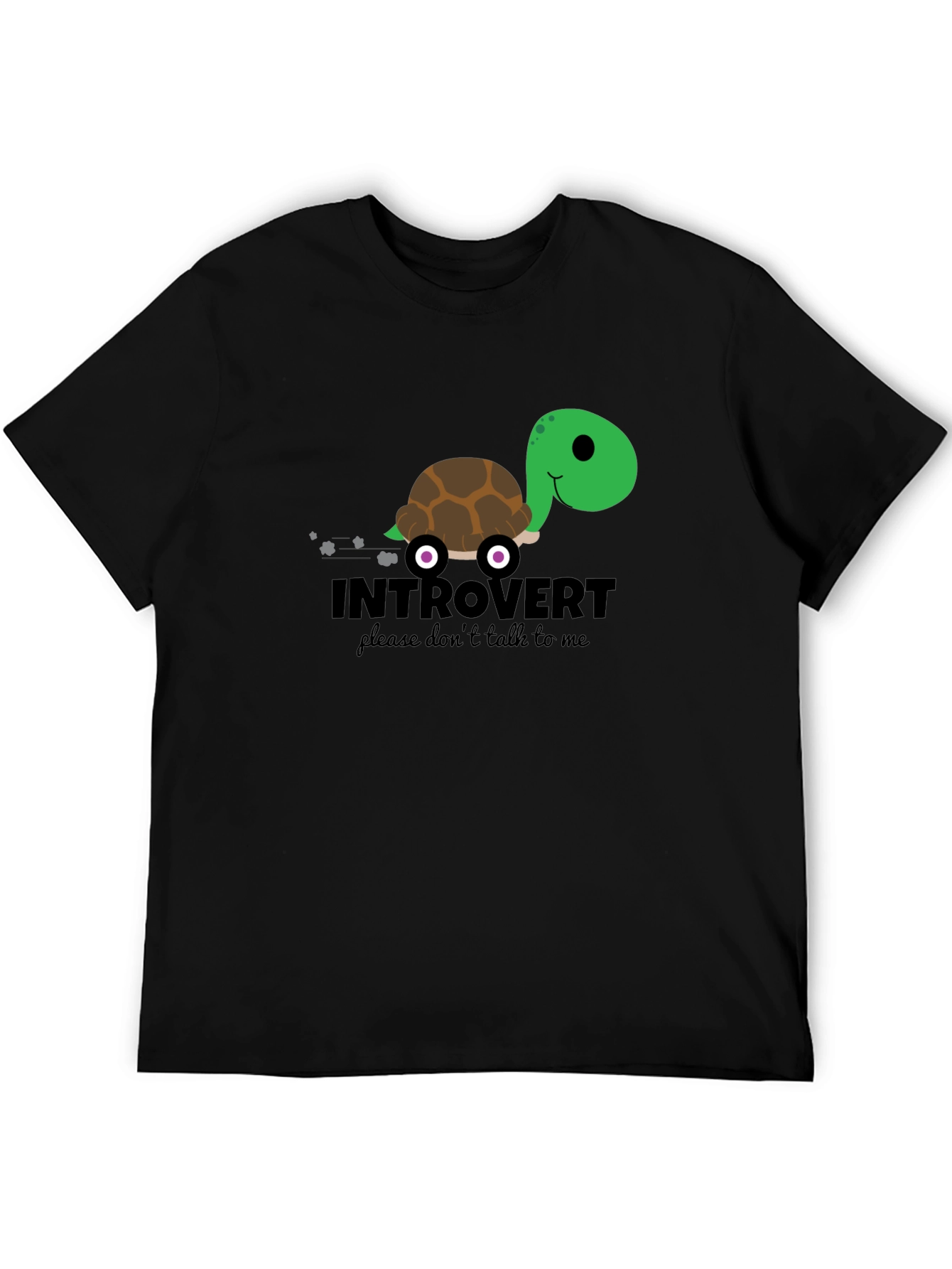 Black Introvert Turtle T-Shirt - Funny Graphic Tee view 5
