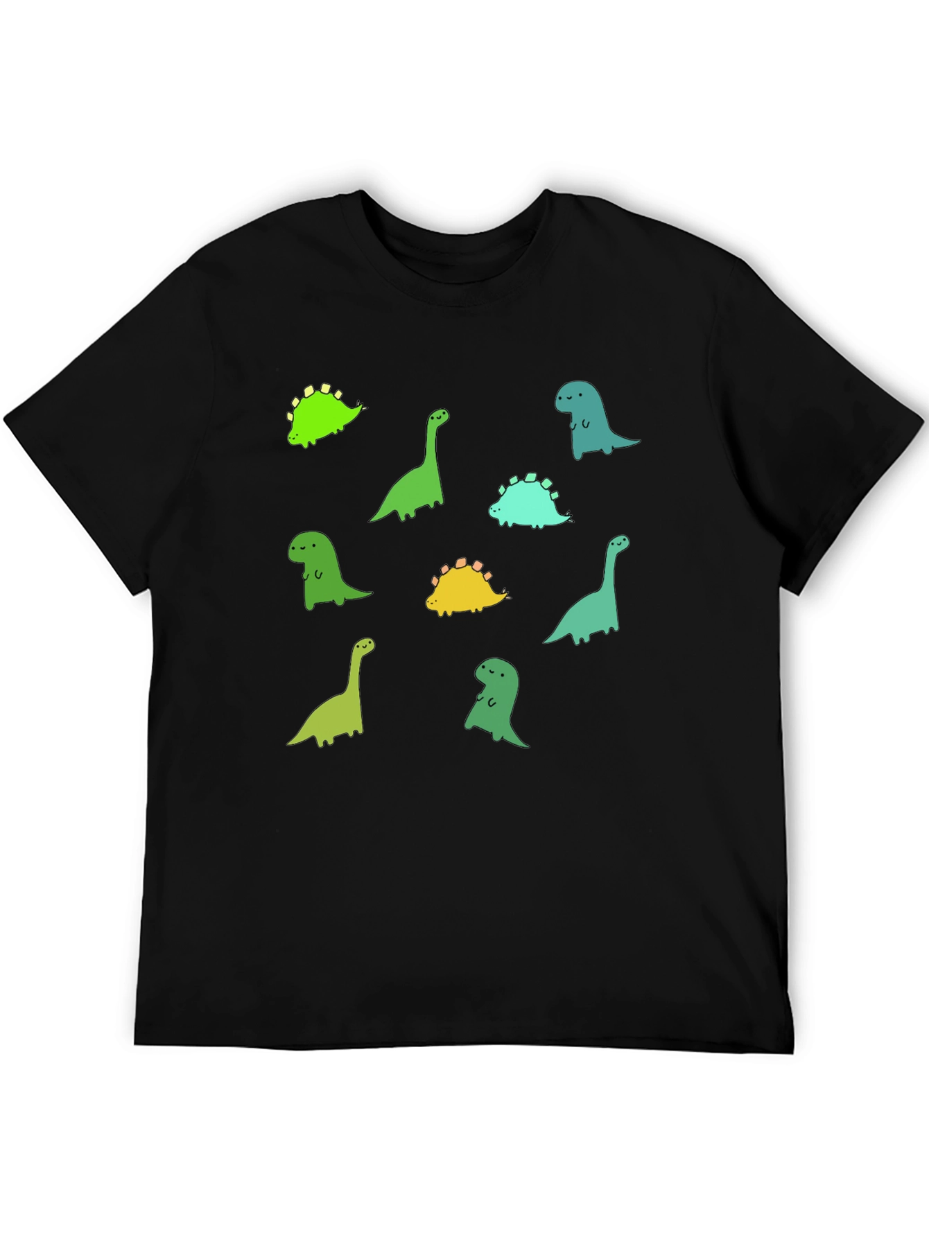 Black Cute Dinosaur Print Black T-Shirt view 5