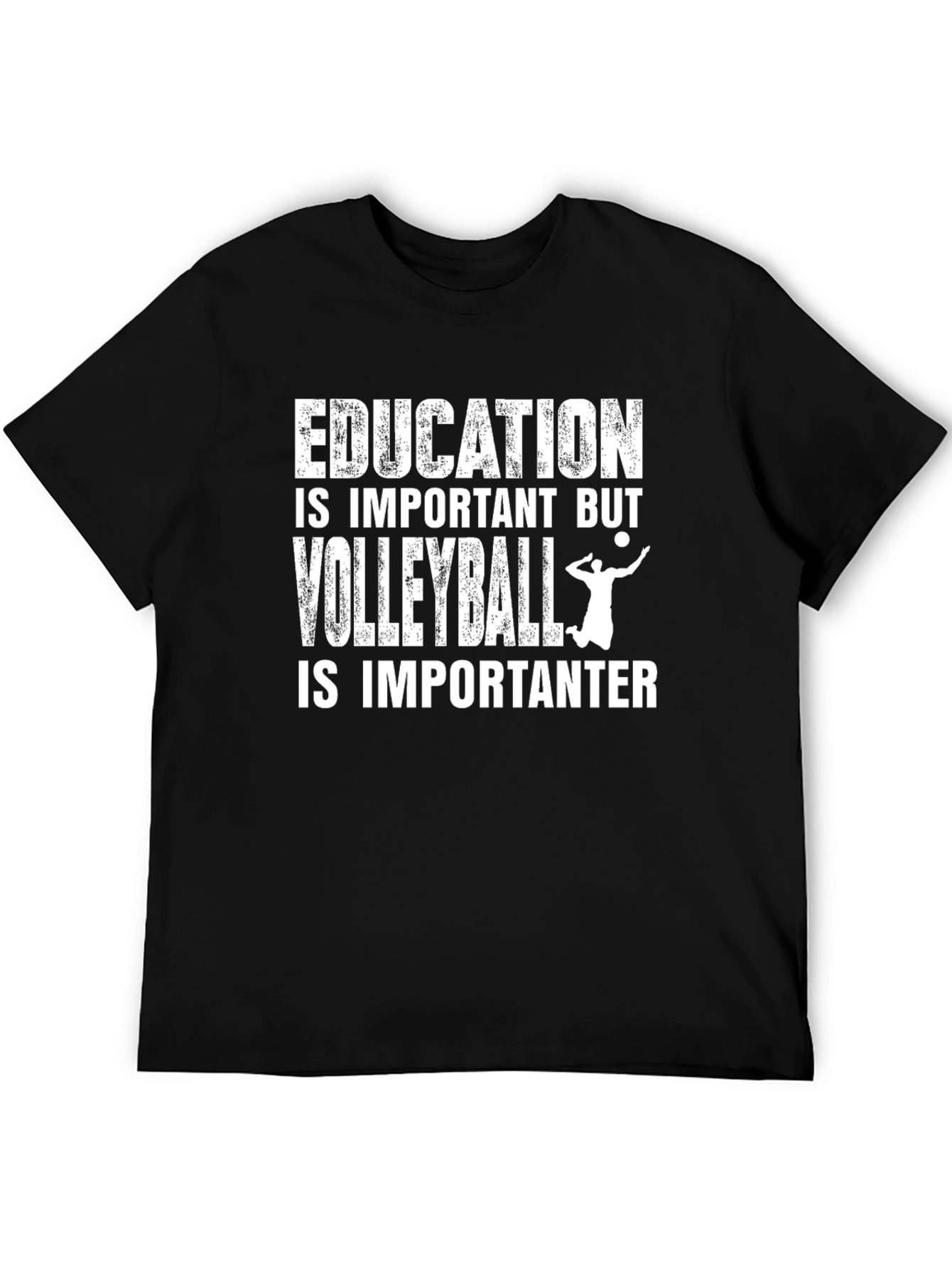 Black Volleyball Lover T-Shirt - Education is Important Humor Tee view 5