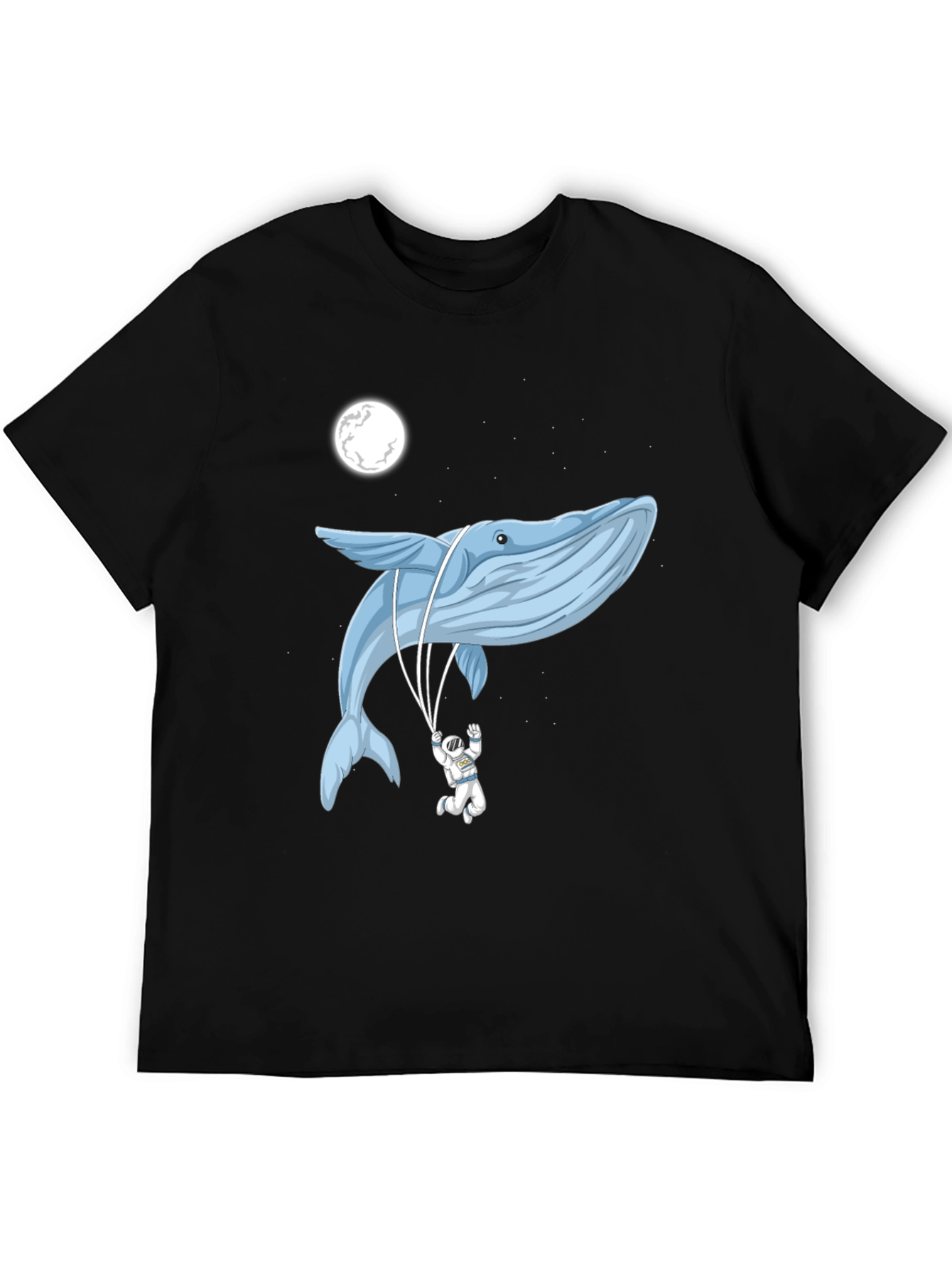 Black Whimsical Whale & Astronaut Graphic Tee view 5