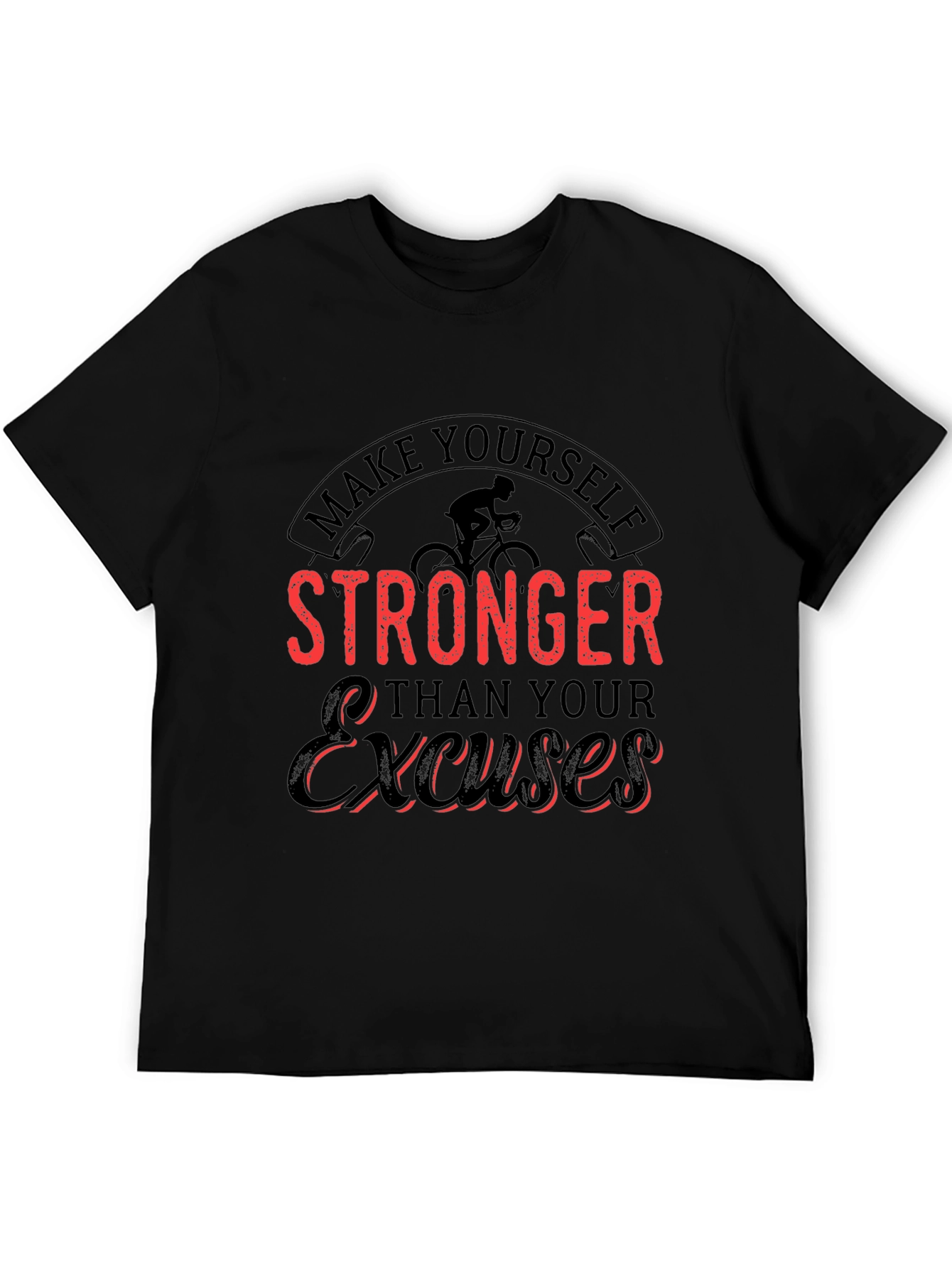Motivational Black T-Shirt - Stronger Than Excuses - 5