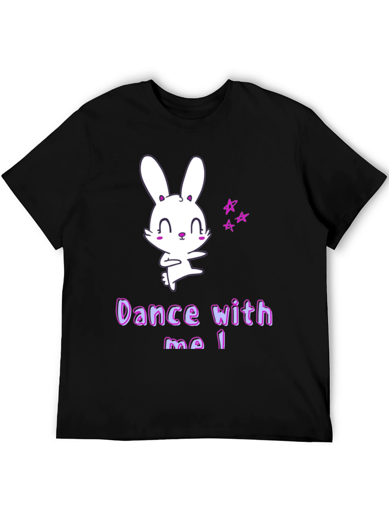 Black Cute Cartoon Bunny Dance With Me T-Shirt view 5
