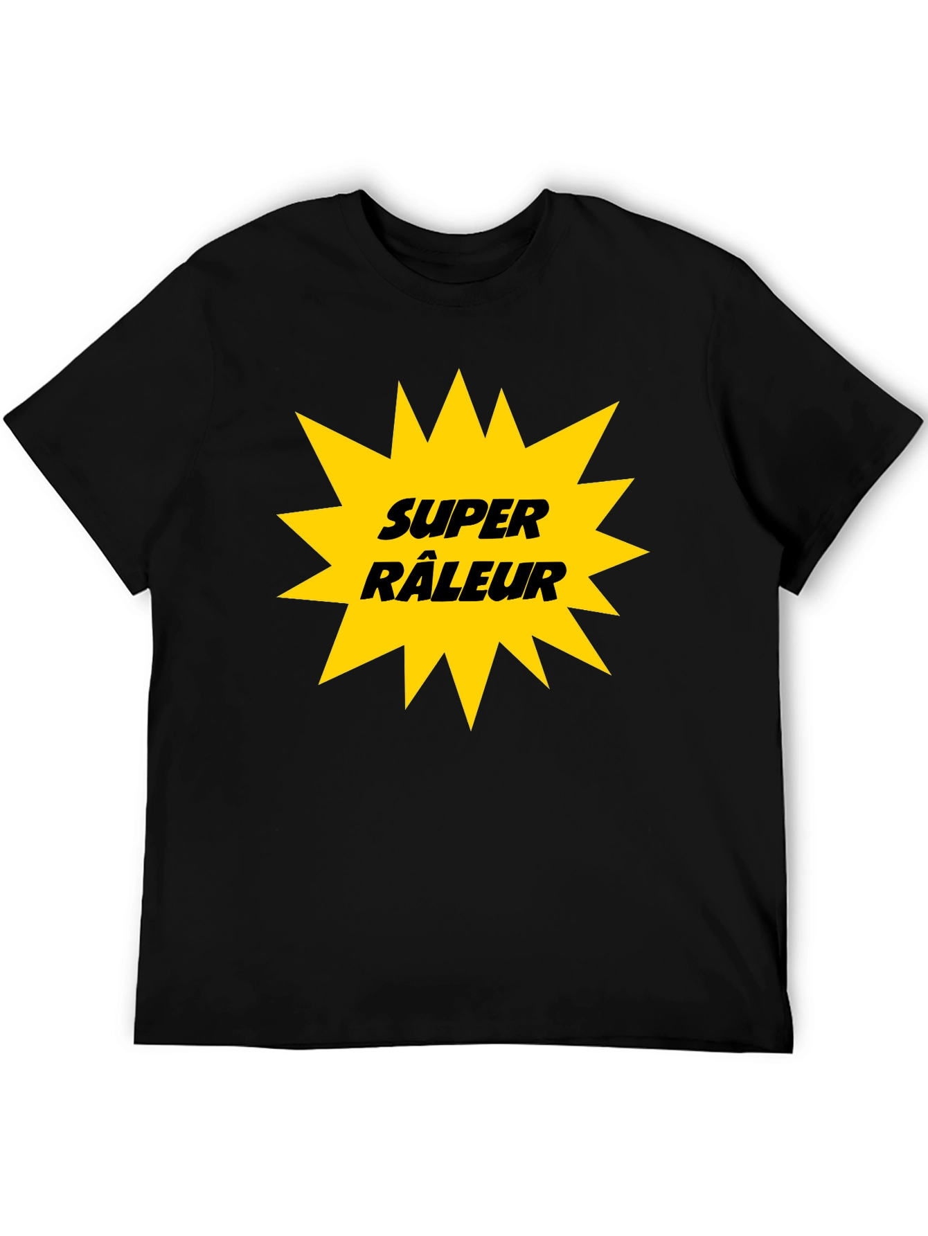 Black Super Râleur Graphic Tee - Black Cotton T-Shirt view 5