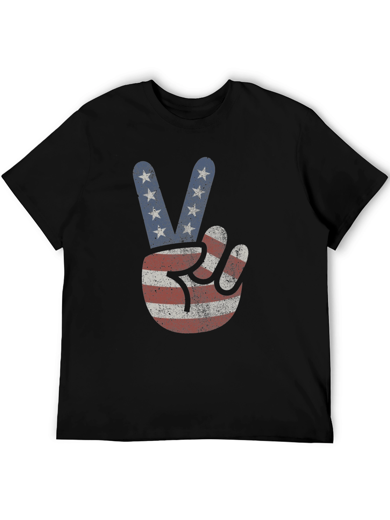 Black American Flag Peace Sign T-Shirt view 5