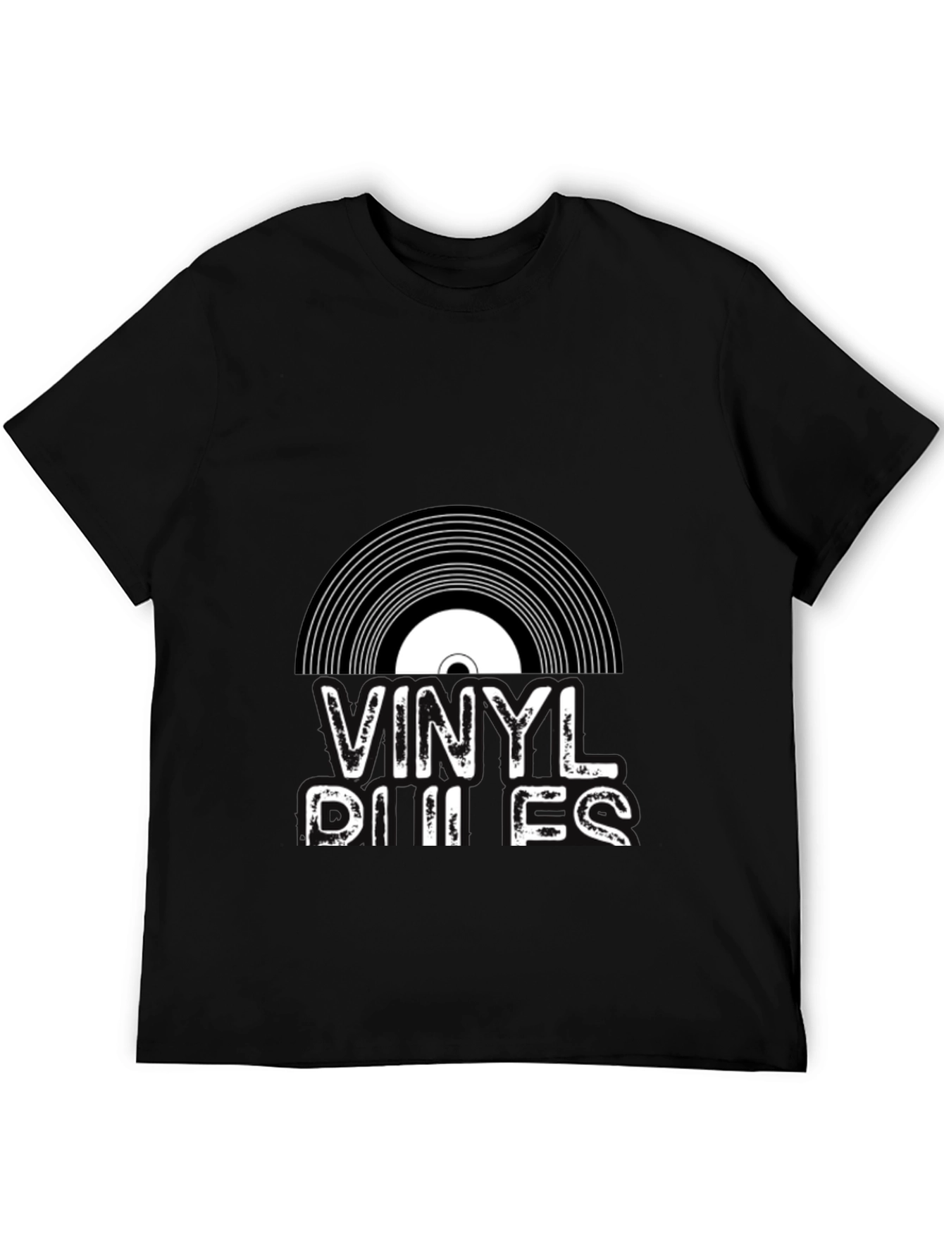 Black Vinyl Rules Black Graphic Tee view 5