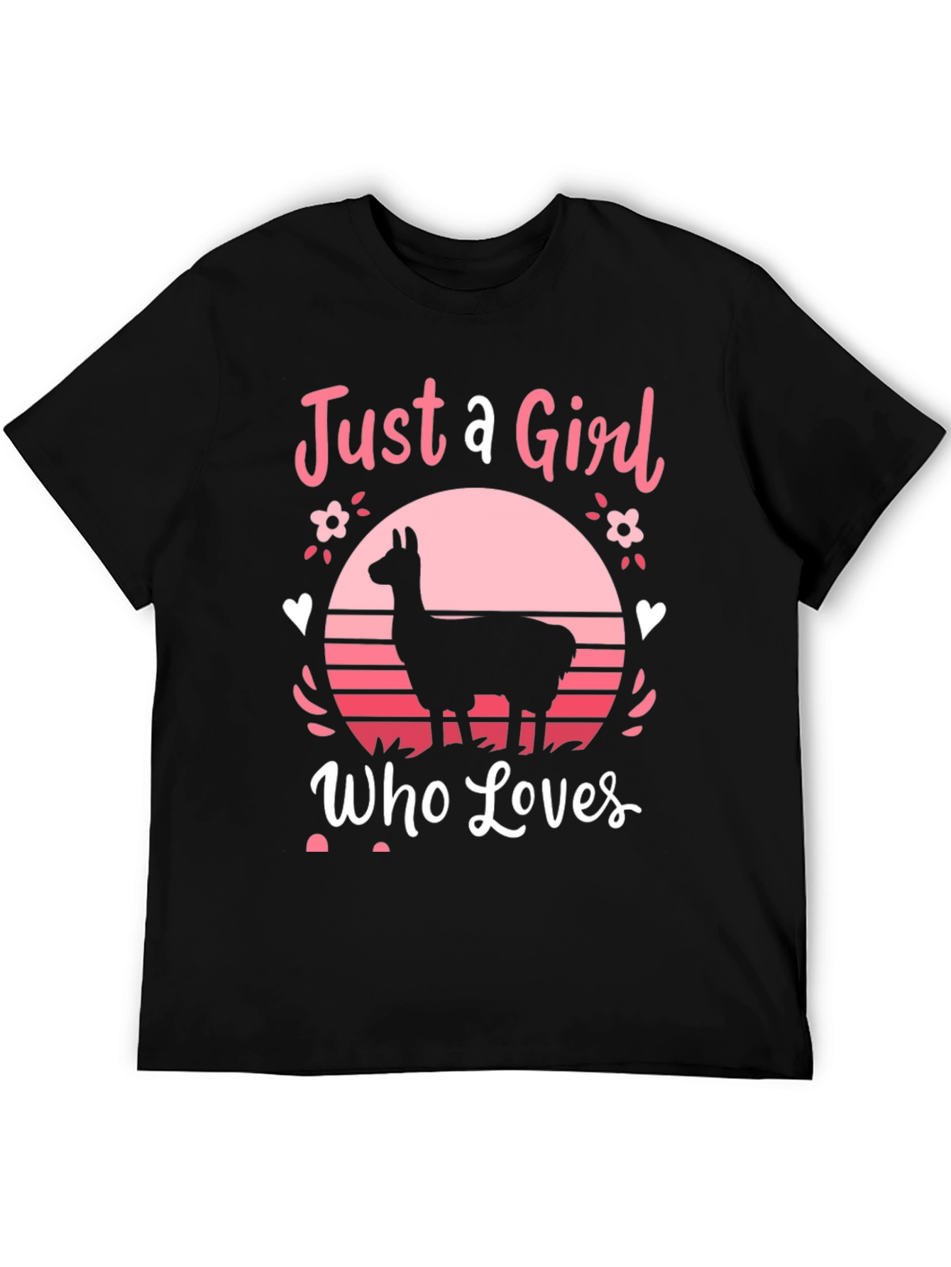 Black Just A Girl Who Loves Llamas T-Shirt view 5
