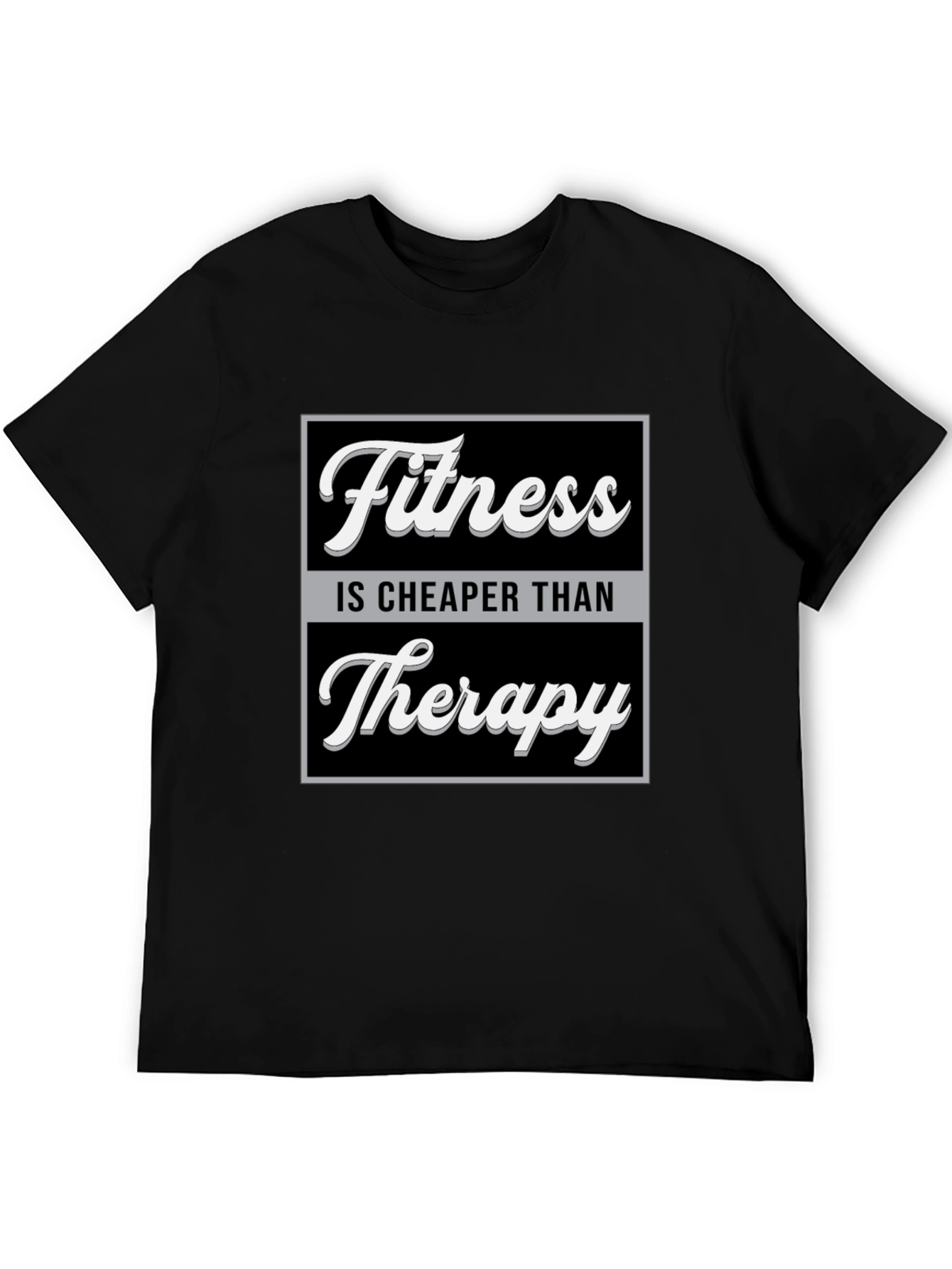 Black Fitness is Cheaper Than Therapy Graphic T-Shirt view 5