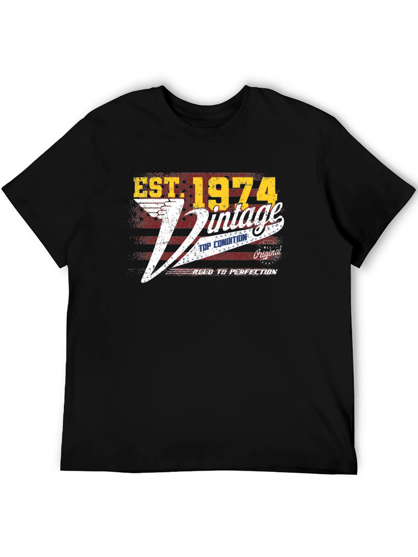 Black Est. 1974 Vintage Style T-Shirt view 5