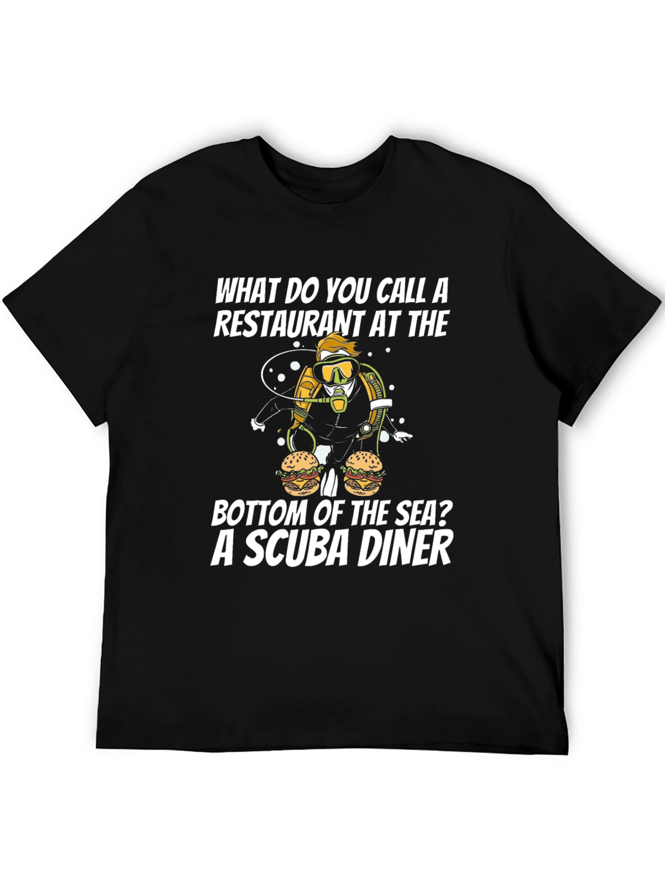 Black Scuba Diner T-Shirt - Funny Scuba Diving Pun Tee view 5