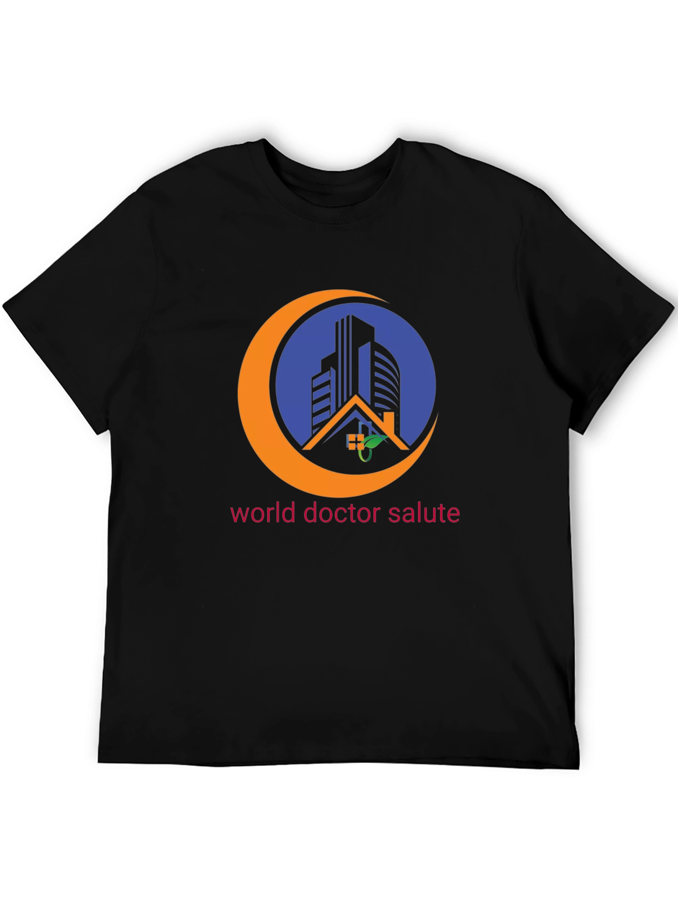 Black World Doctor Salute Black T-Shirt view 5