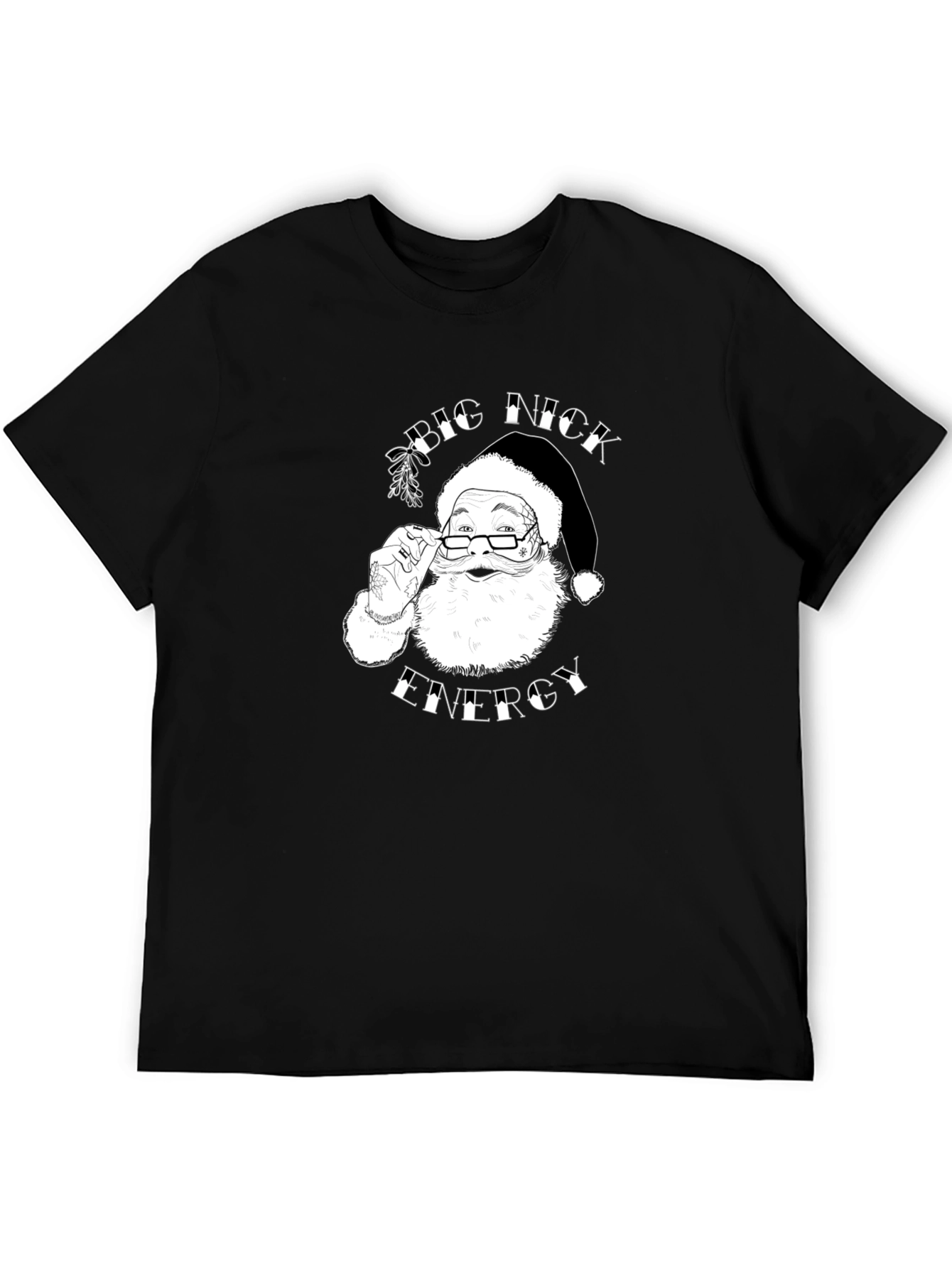 Black Big Nick Energy Santa T-Shirt - Christmas Humor Tee view 5
