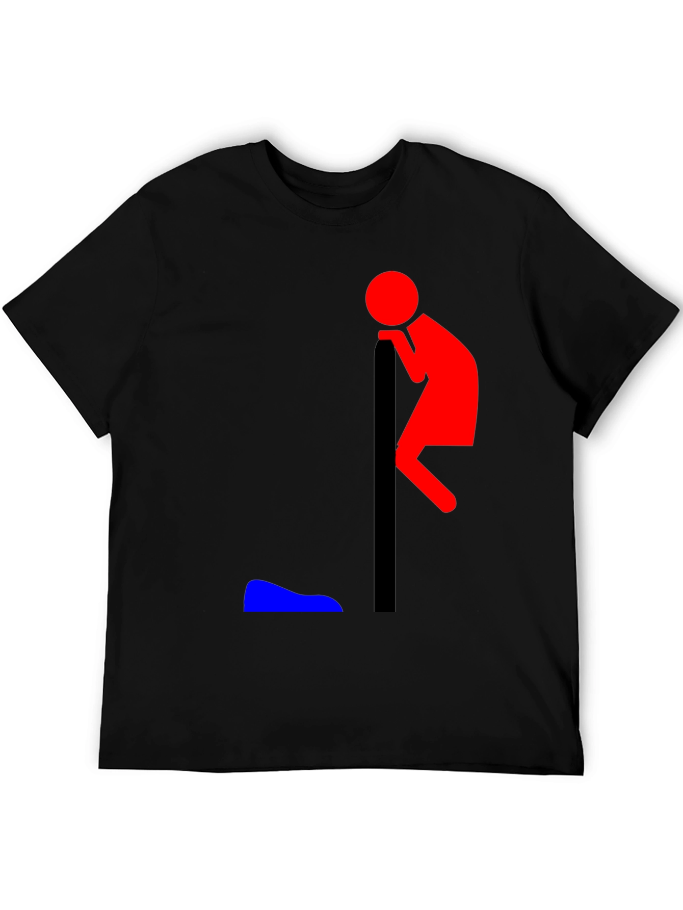 Black Funny Leaning Man Graphic T-Shirt view 5