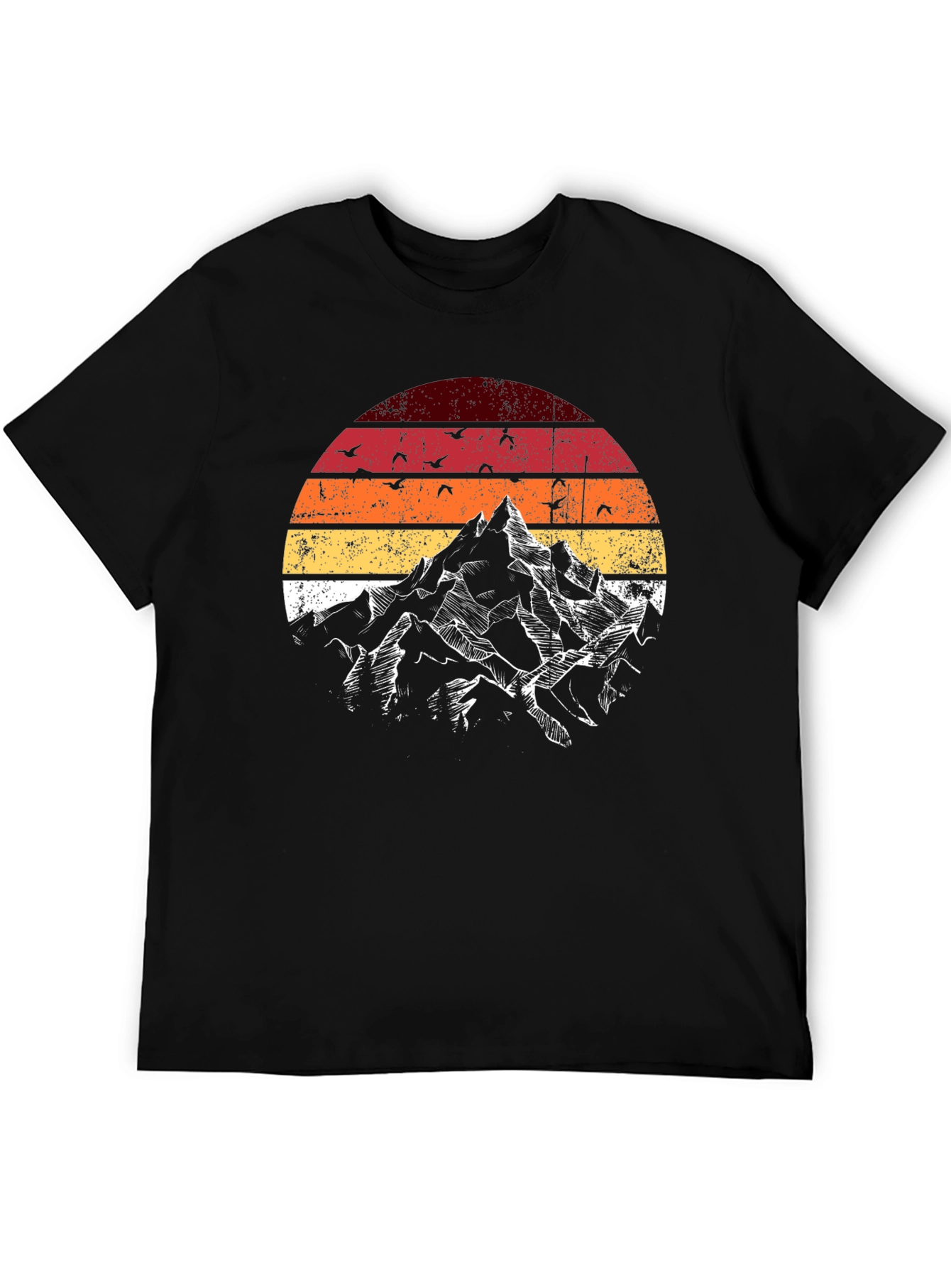 Black Vintage Mountain Sunset Graphic Tee view 5
