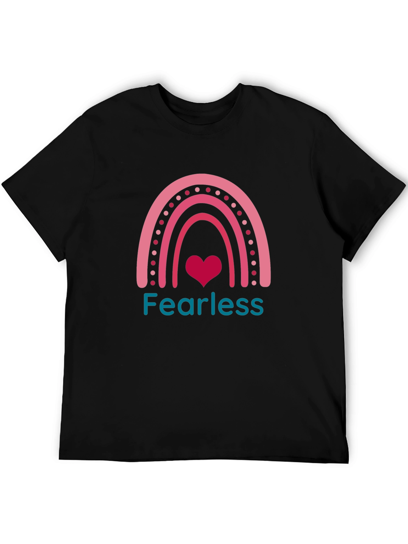 Black Fearless Rainbow Heart Graphic T-Shirt - Stylish & Trendy view 5