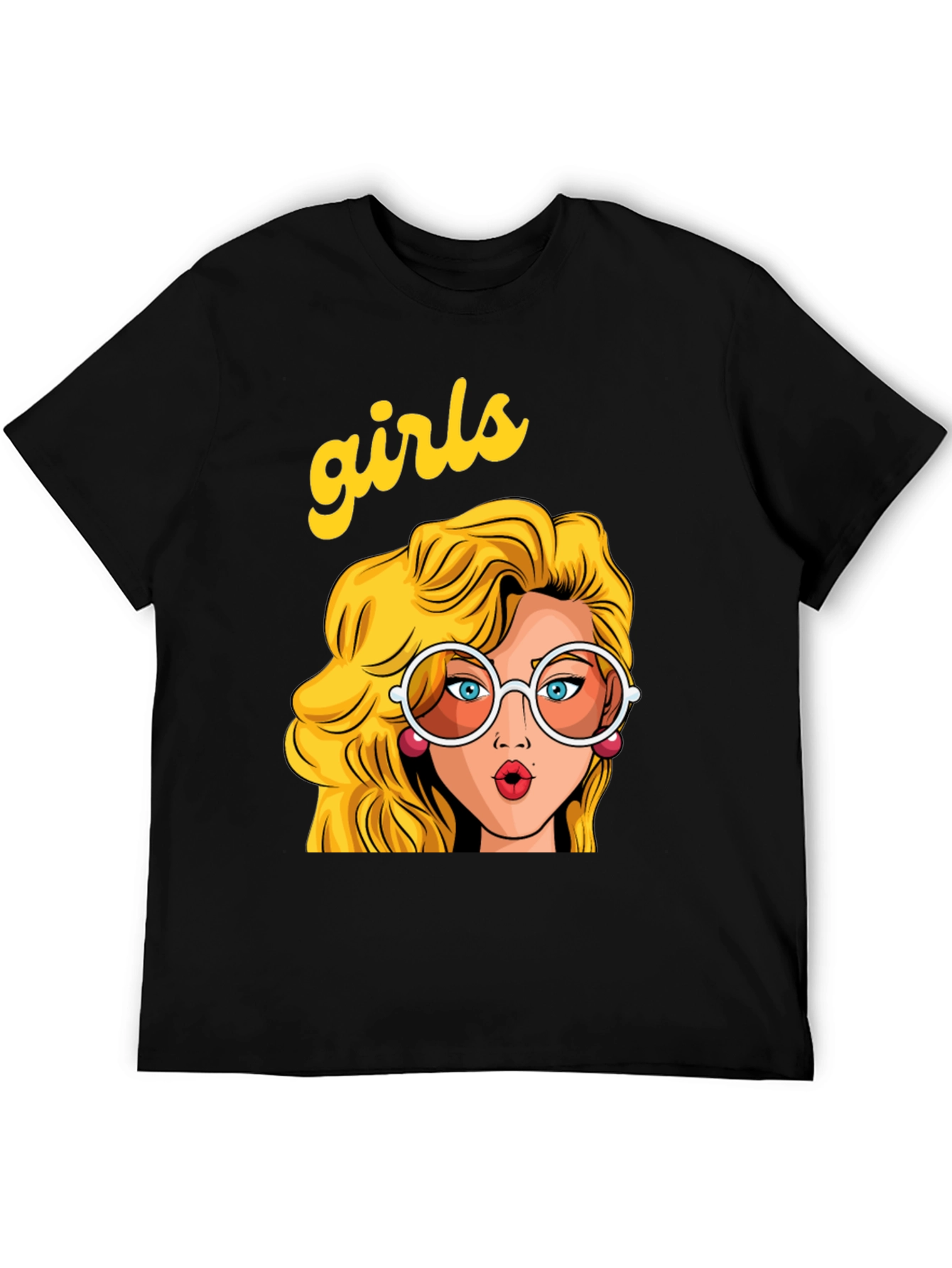 Black Retro 'Girls' Graphic Print Black T-Shirt view 5