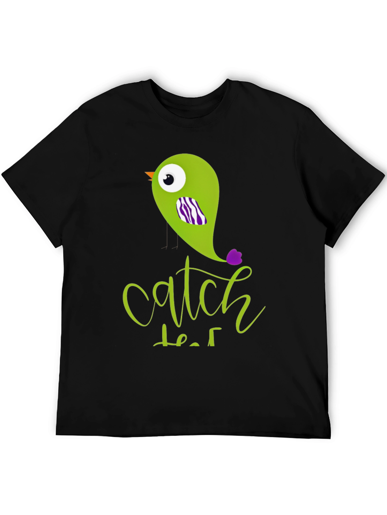Black Catch That Bird Graphic Tee - Men's Black T-Shirt view 5