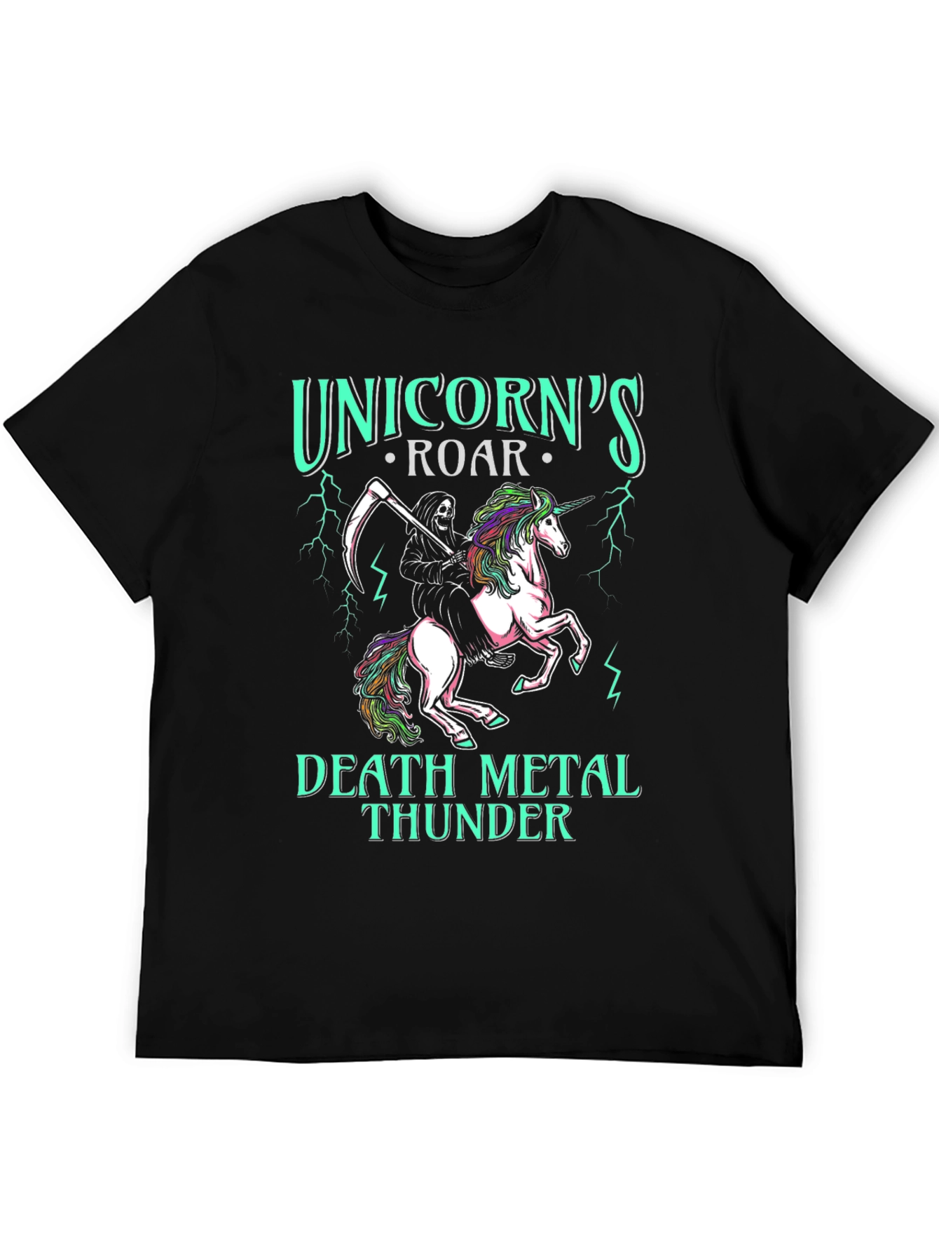 Black Unicorn's Roar Death Metal Thunder T-Shirt view 5