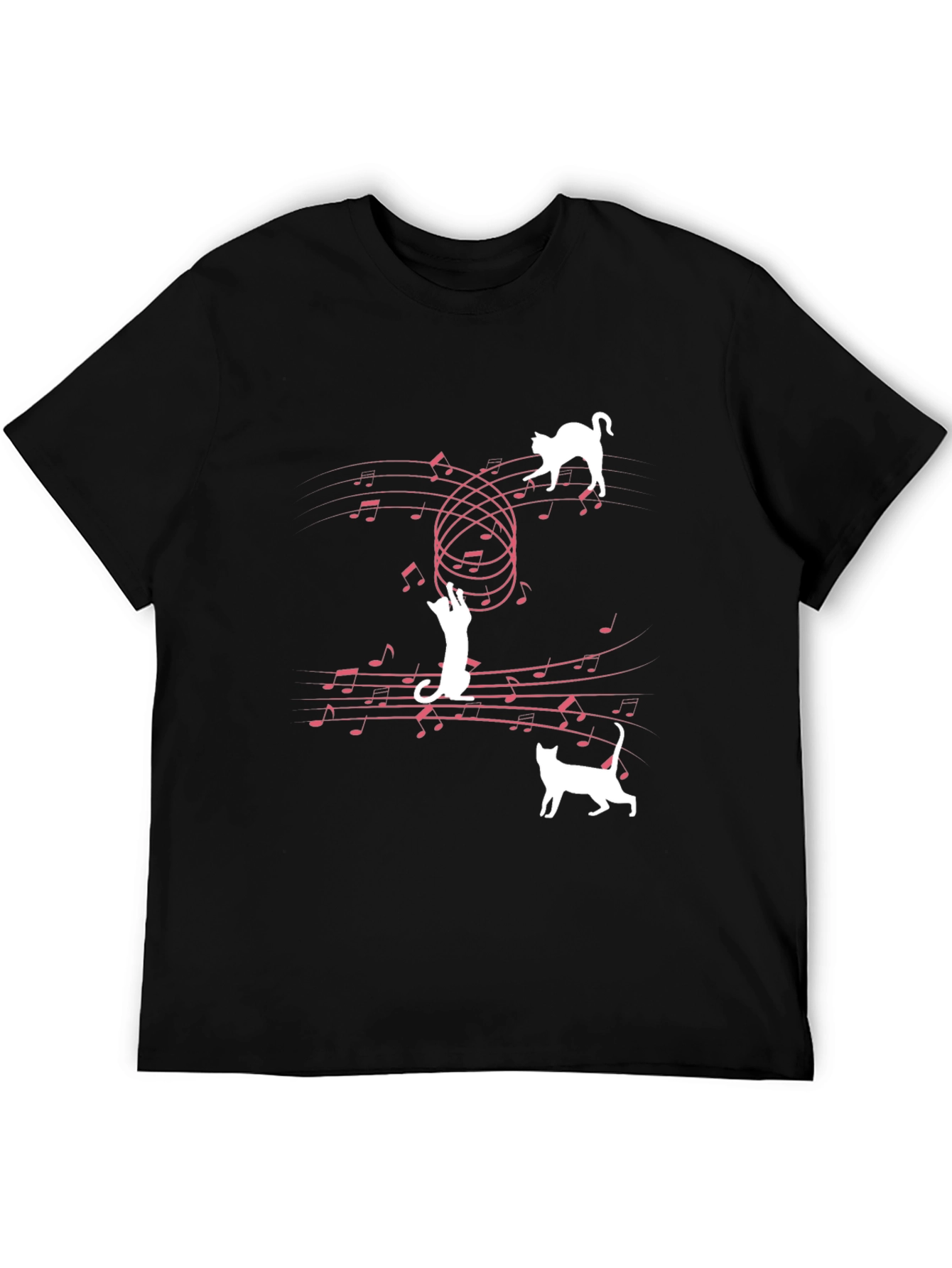 Black Musical Cats T-Shirt - Playful Feline Design view 5
