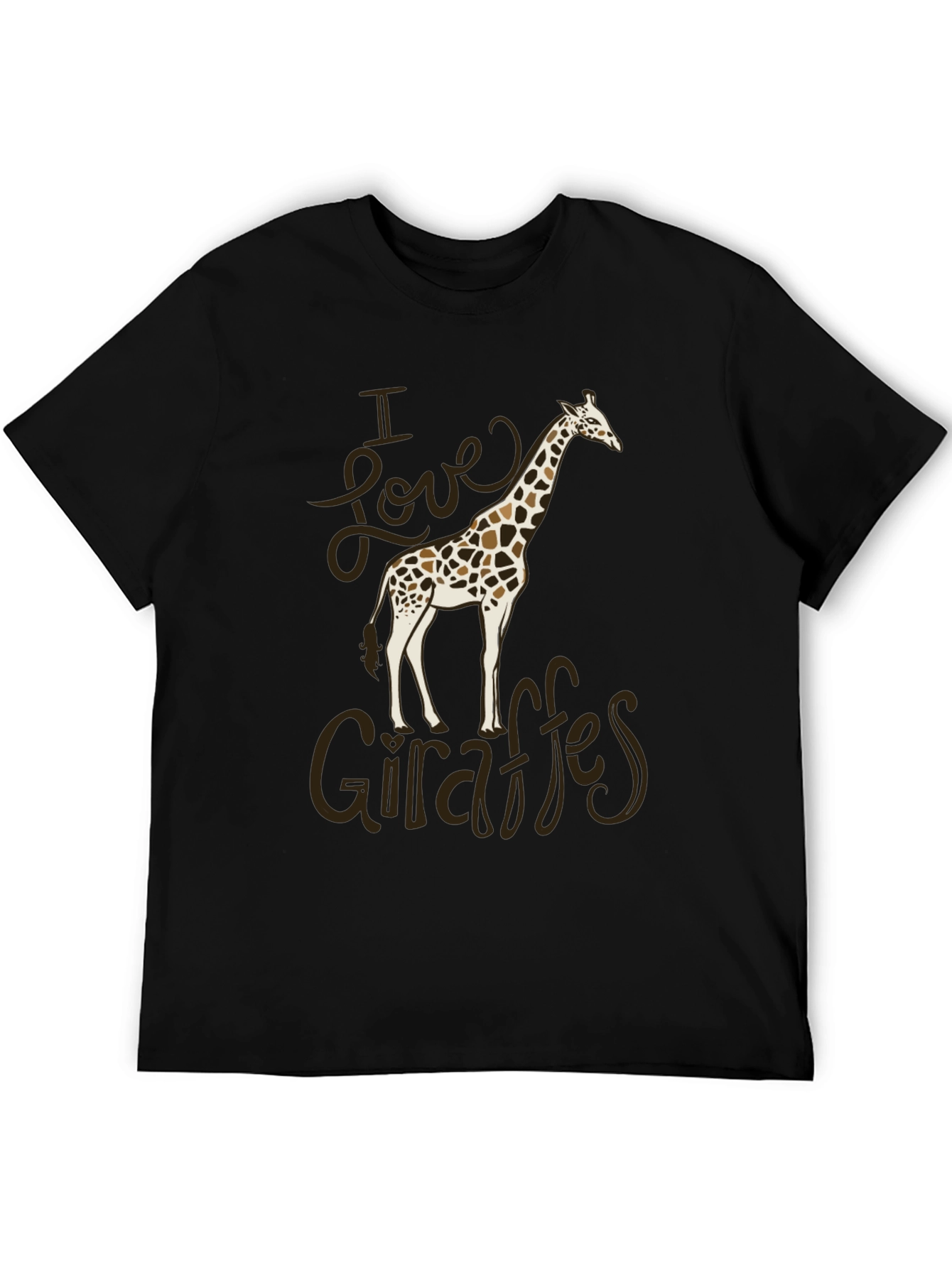 Black I Love Giraffes Black Cotton T-Shirt view 5