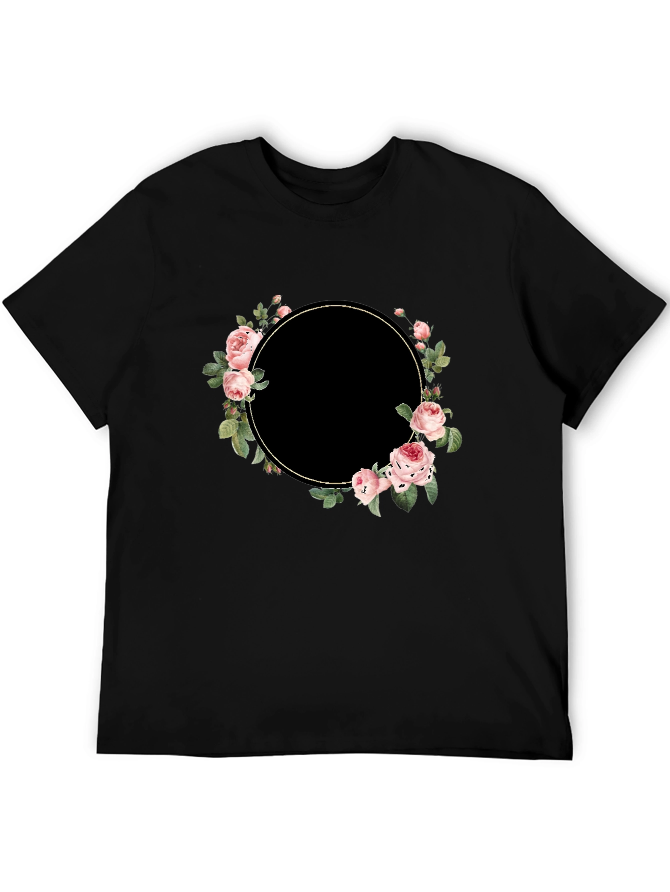 Black Floral Wreath Black T-Shirt - Stylish and Unique view 5