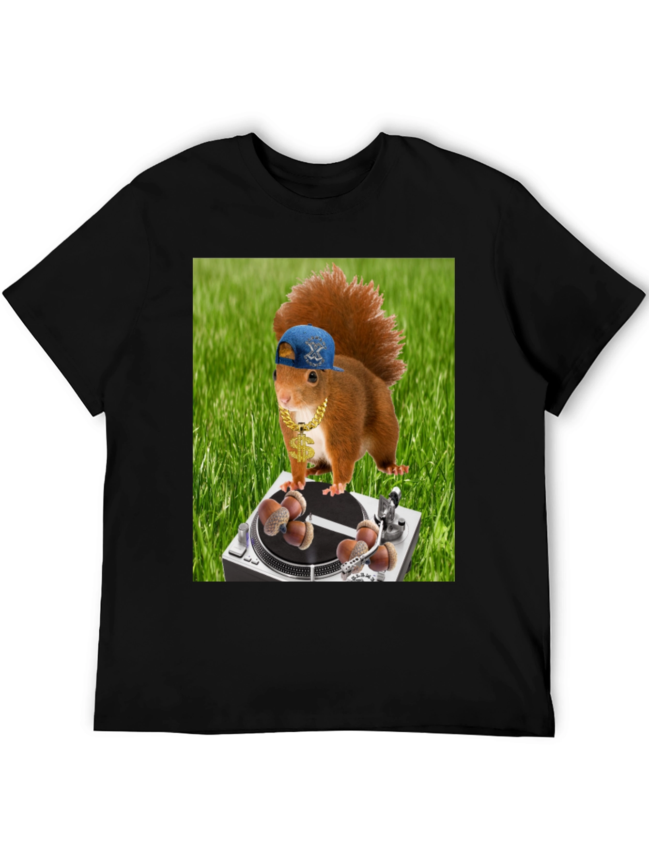 Black Funny Squirrel DJ T-Shirt - Party Animal view 5