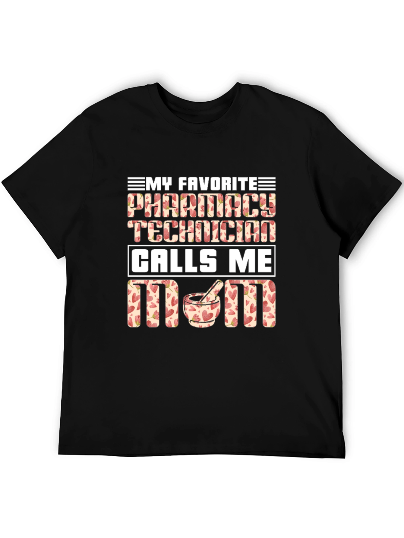 Black Pharmacy Technician Mom T-Shirt - Floral Design view 5