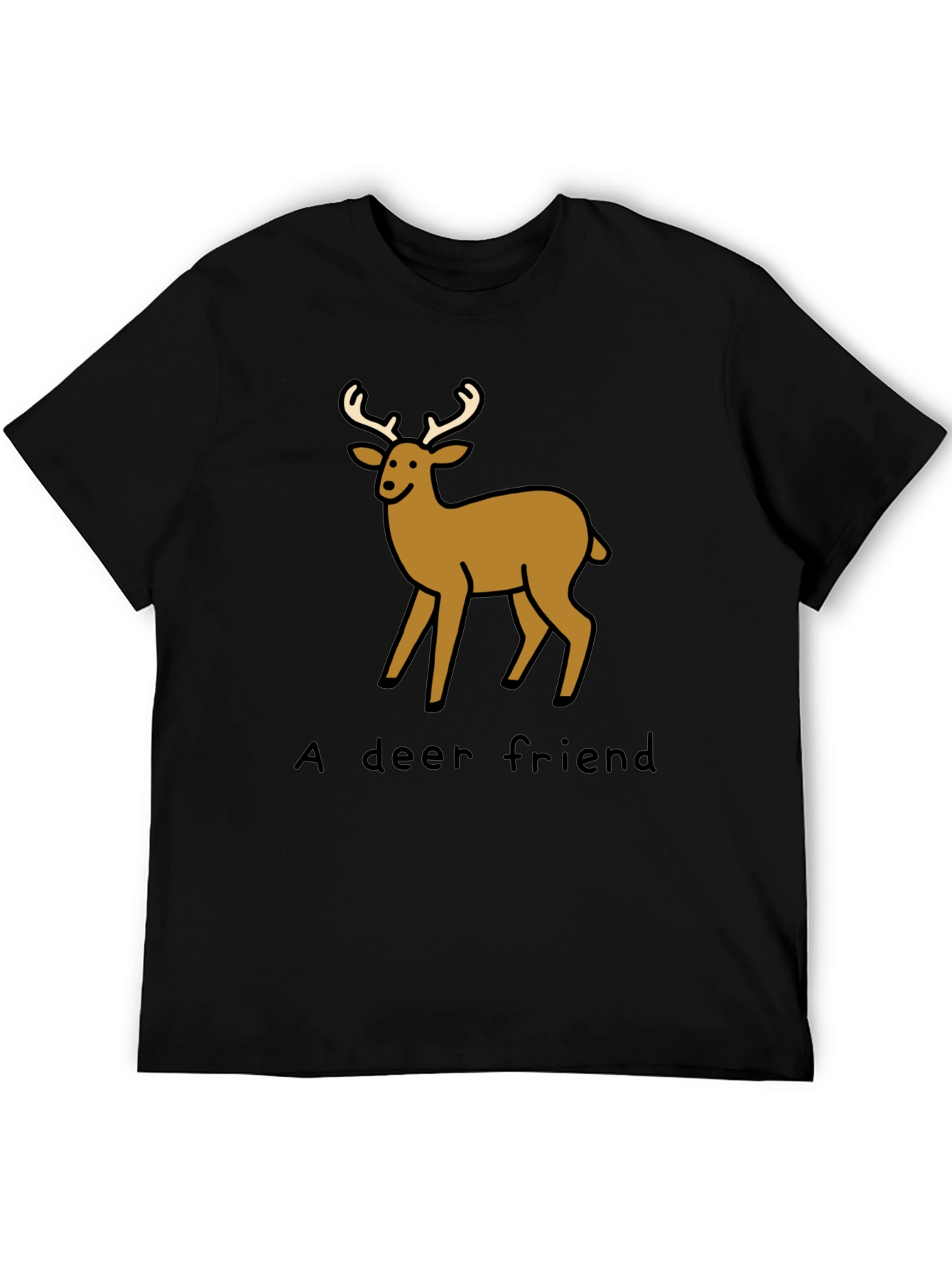 Black A Deer Friend Graphic Tee - Soft Black Cotton view 5