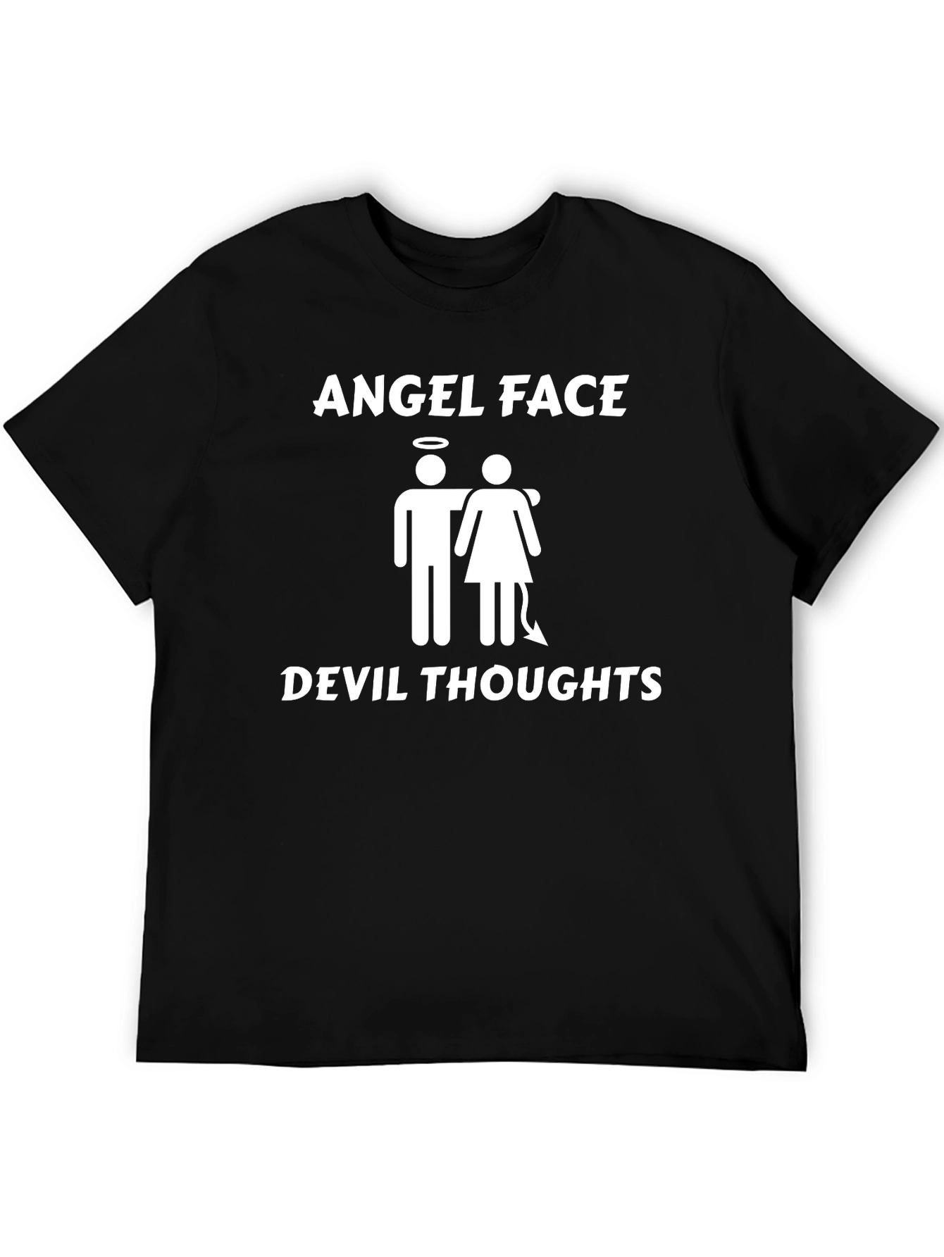 Black Angel Face Devil Thoughts Graphic T-Shirt view 5