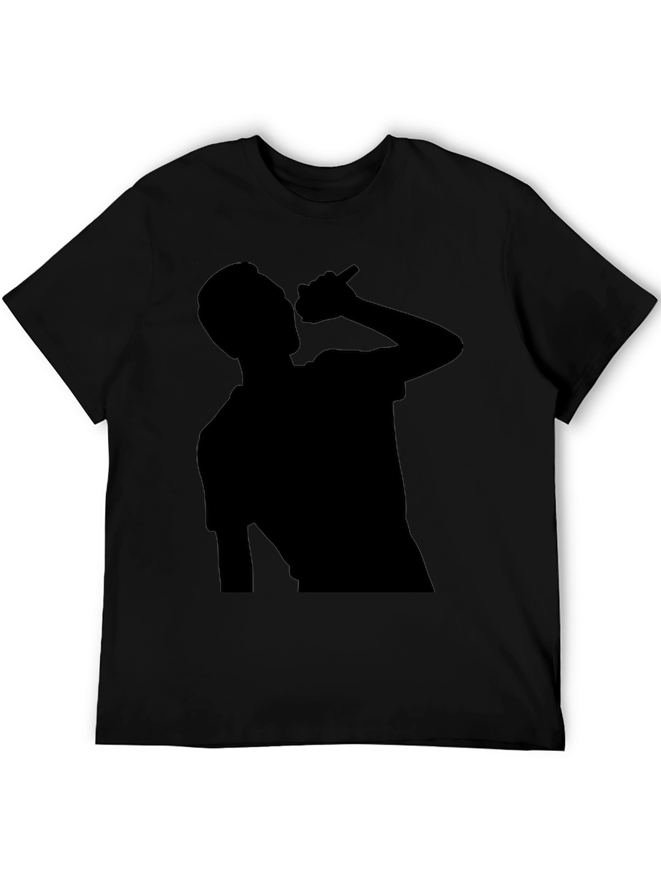 Black Silhouette Singer Graphic Tee - Black Cotton T-Shirt view 5