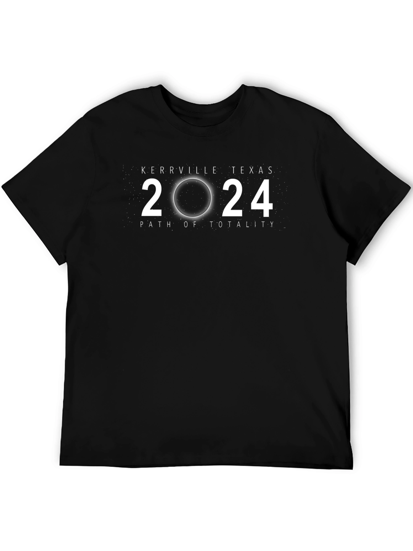 Black Kerrville Texas 2024 Eclipse T-Shirt - Path of Totality view 5