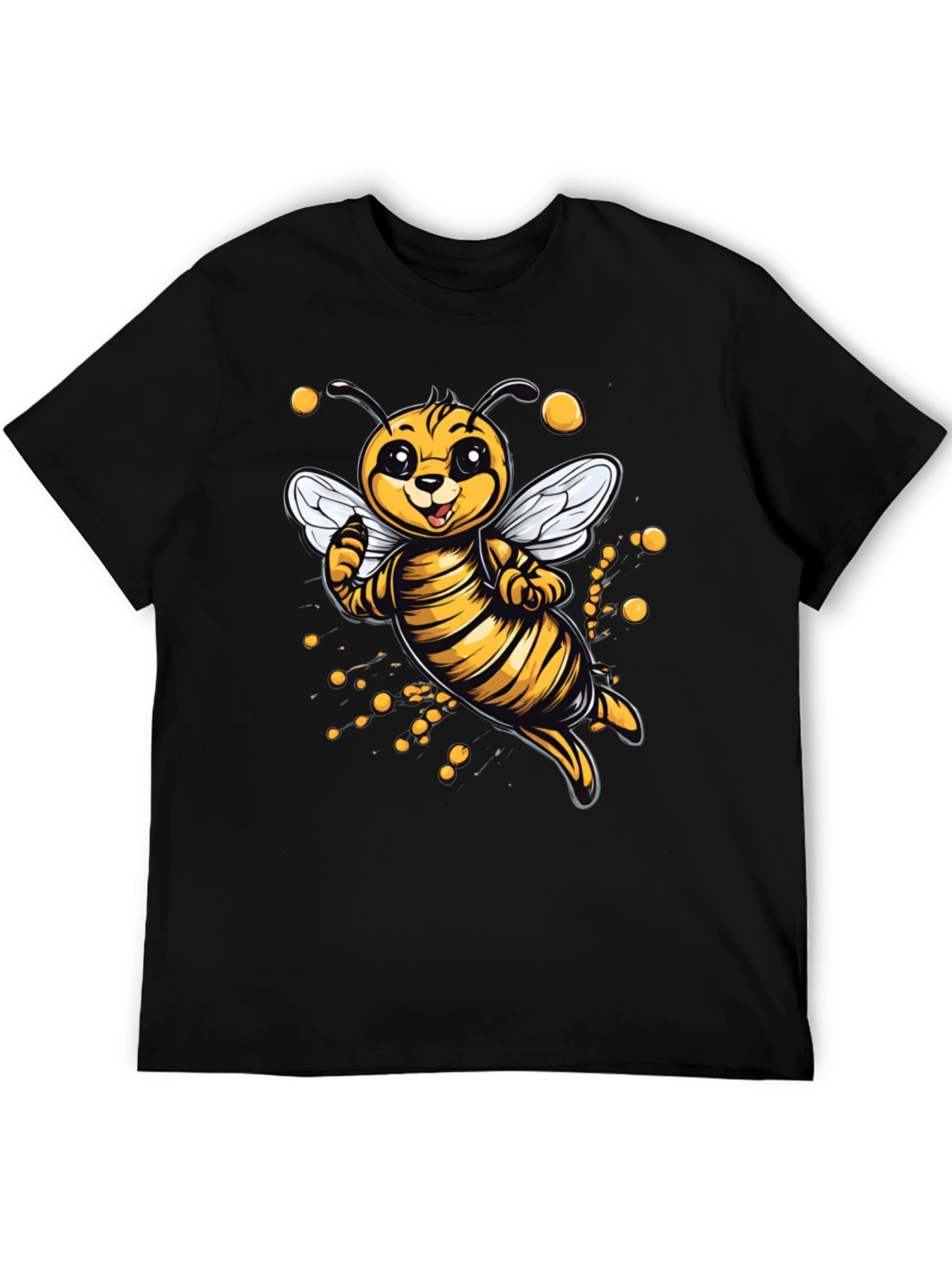 Black Cute Cartoon Bee Graphic T-Shirt view 5