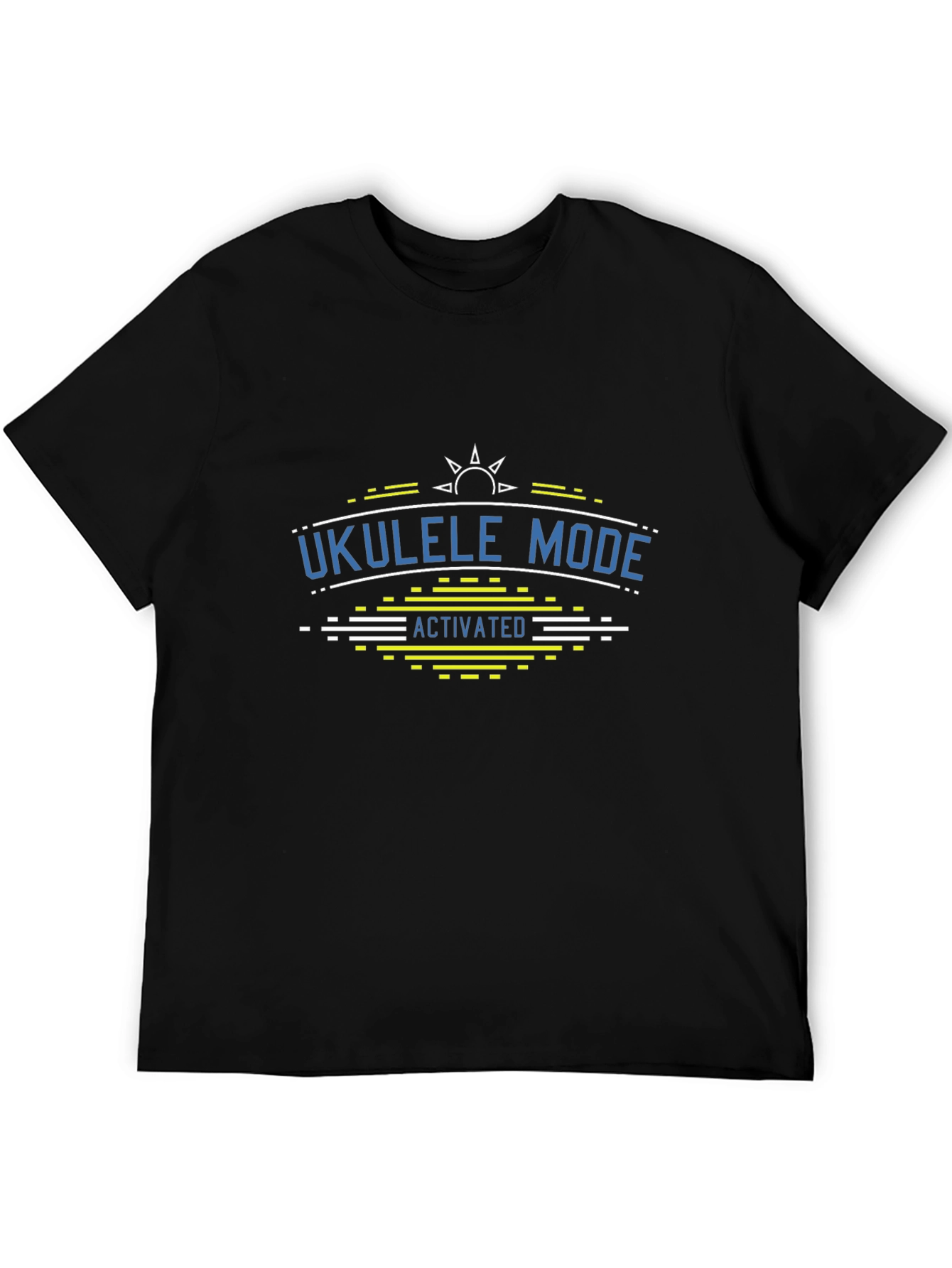 Black Ukulele Mode Activated Black T-Shirt view 5