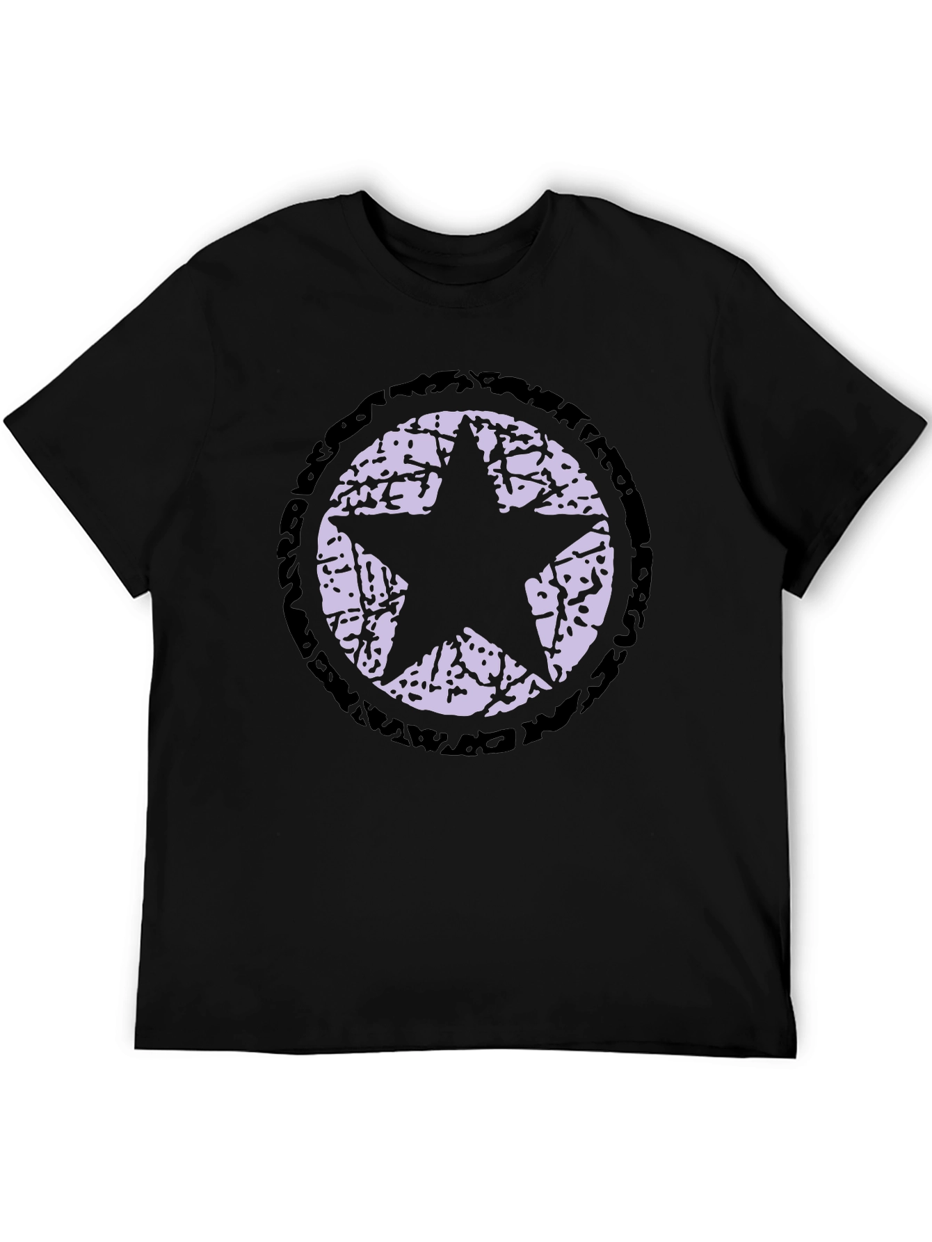 Black Distressed Star Graphic Black T-Shirt view 5