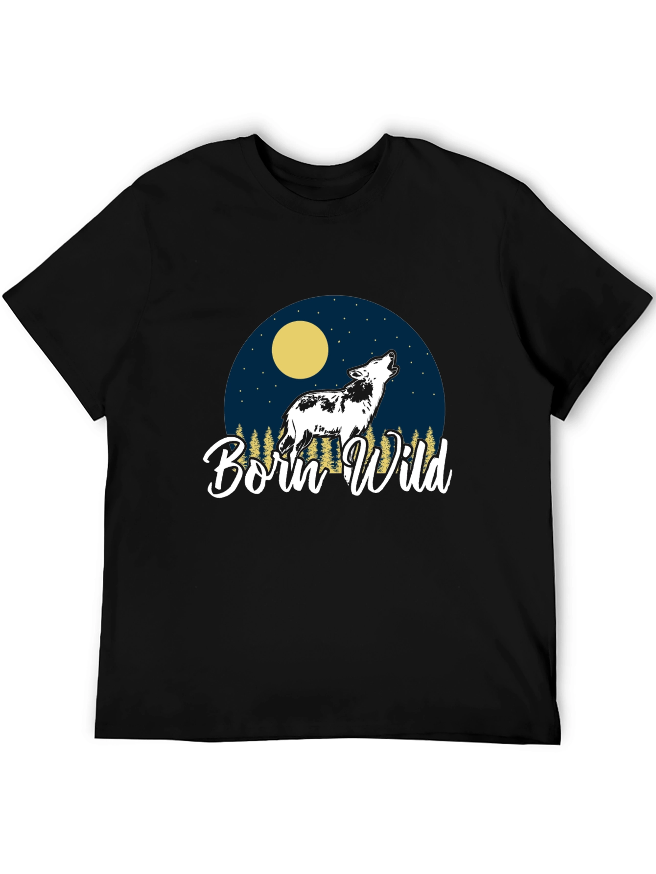Black Born Wild Wolf Graphic T-Shirt - Black view 5