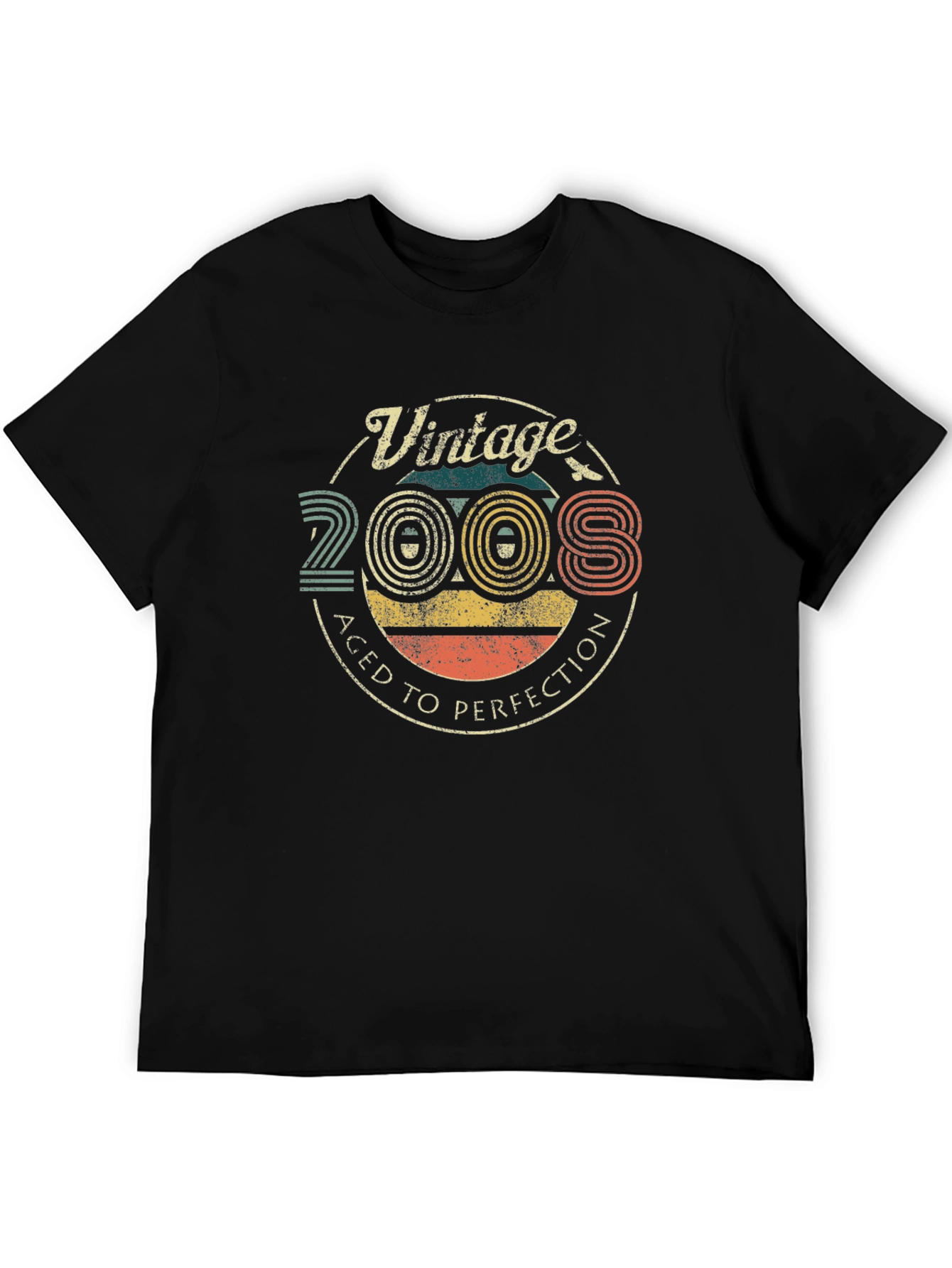 Black Vintage 2008 Aged to Perfection Graphic T-Shirt view 5