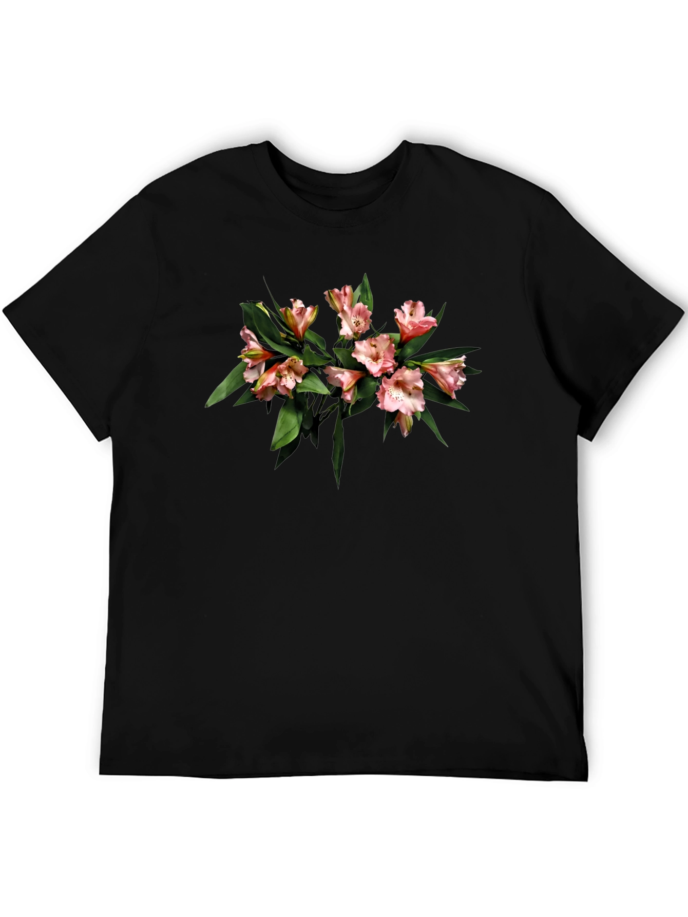 Black Floral Print Black T-Shirt - Casual Style view 5