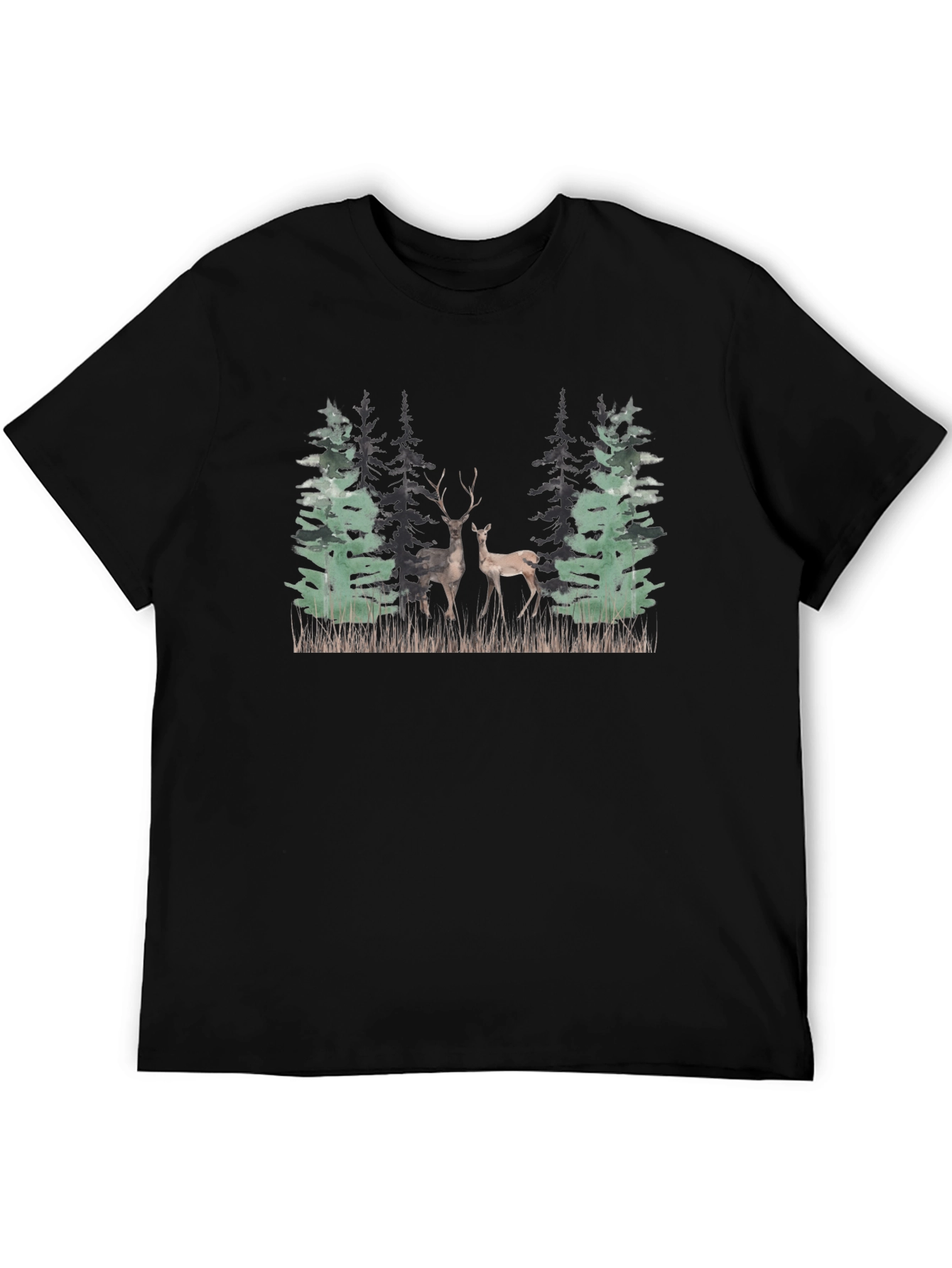 Black Deer Forest Graphic T-Shirt - Nature Inspired Tee view 5