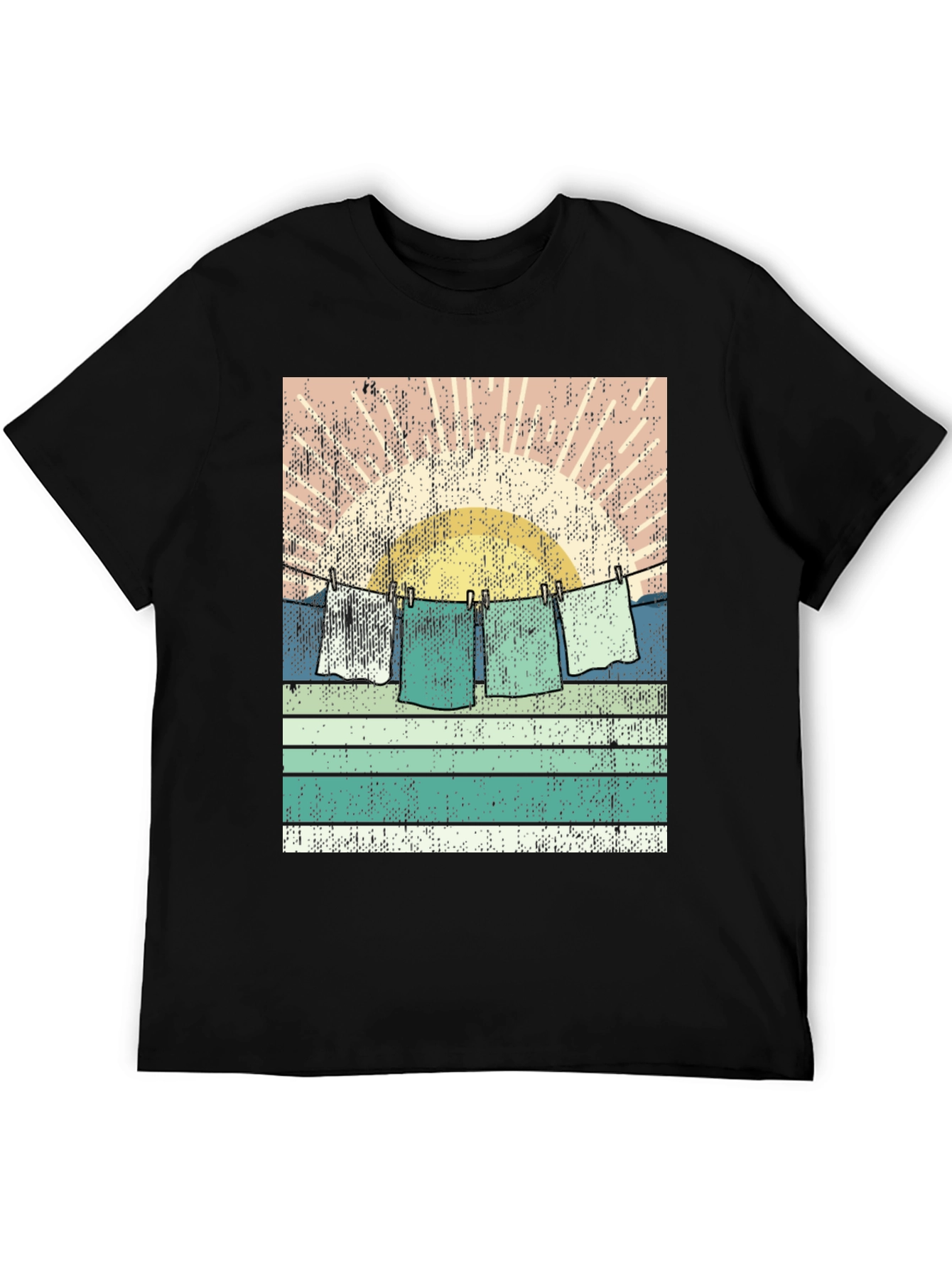 Black Retro Sunset Laundry T-Shirt view 5