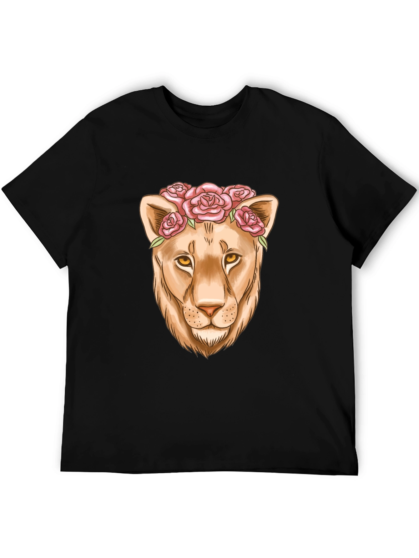 Black Lioness Flower Crown Graphic Tee - Black view 5