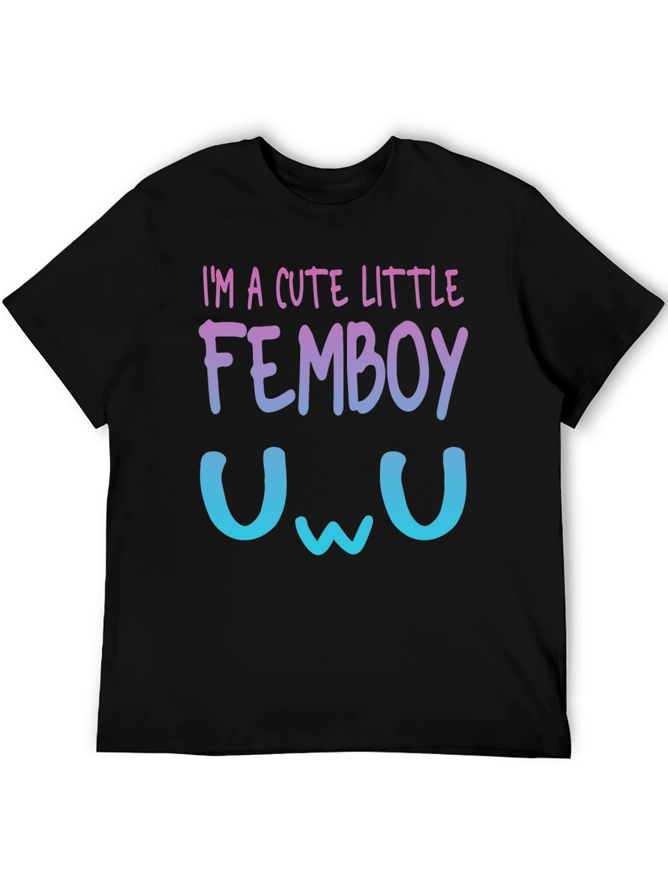 Black Cute Little Femboy T-Shirt - Gradient Design view 5