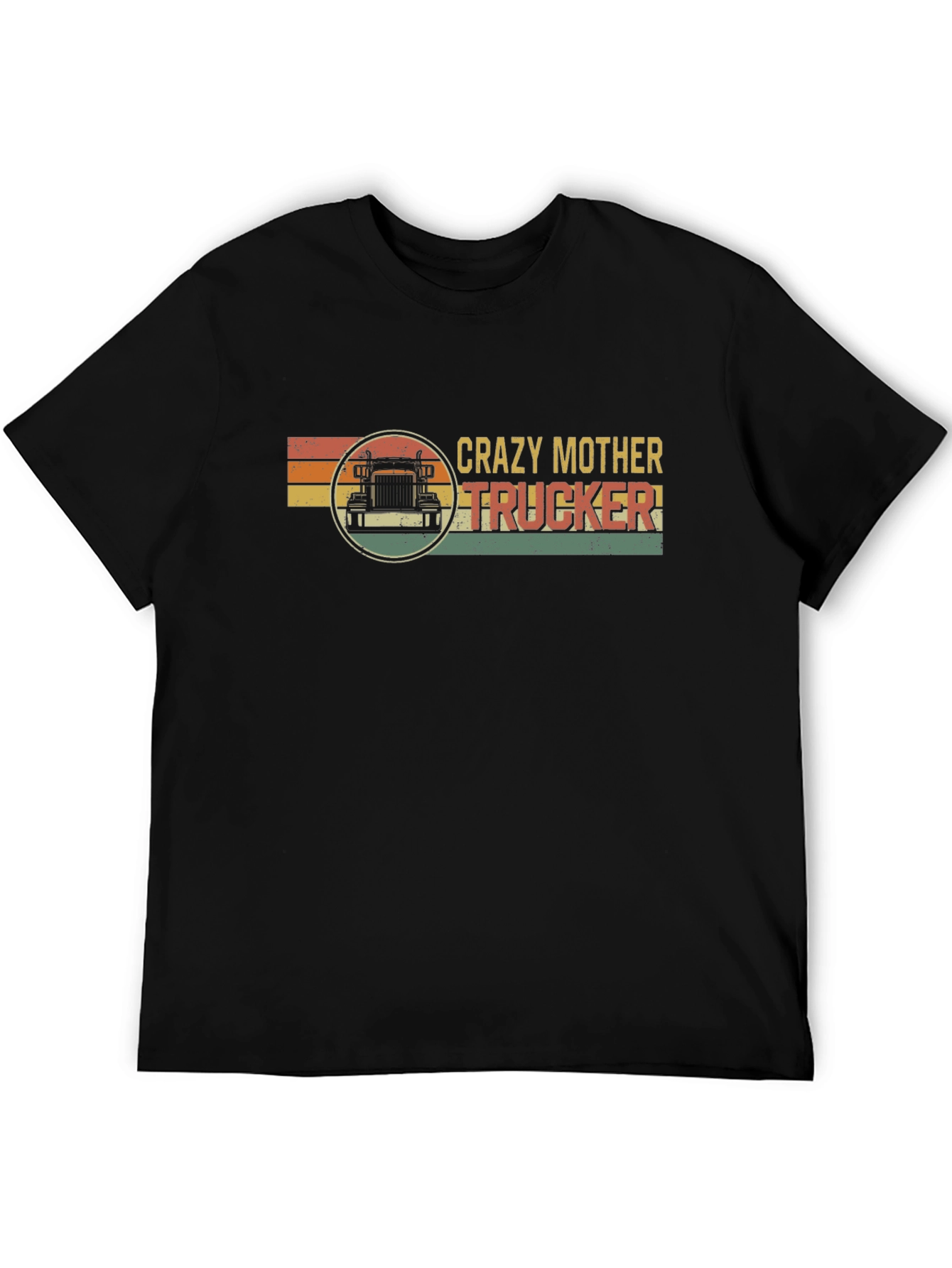 Black Crazy Mother Trucker T-Shirt - Vintage Style view 5