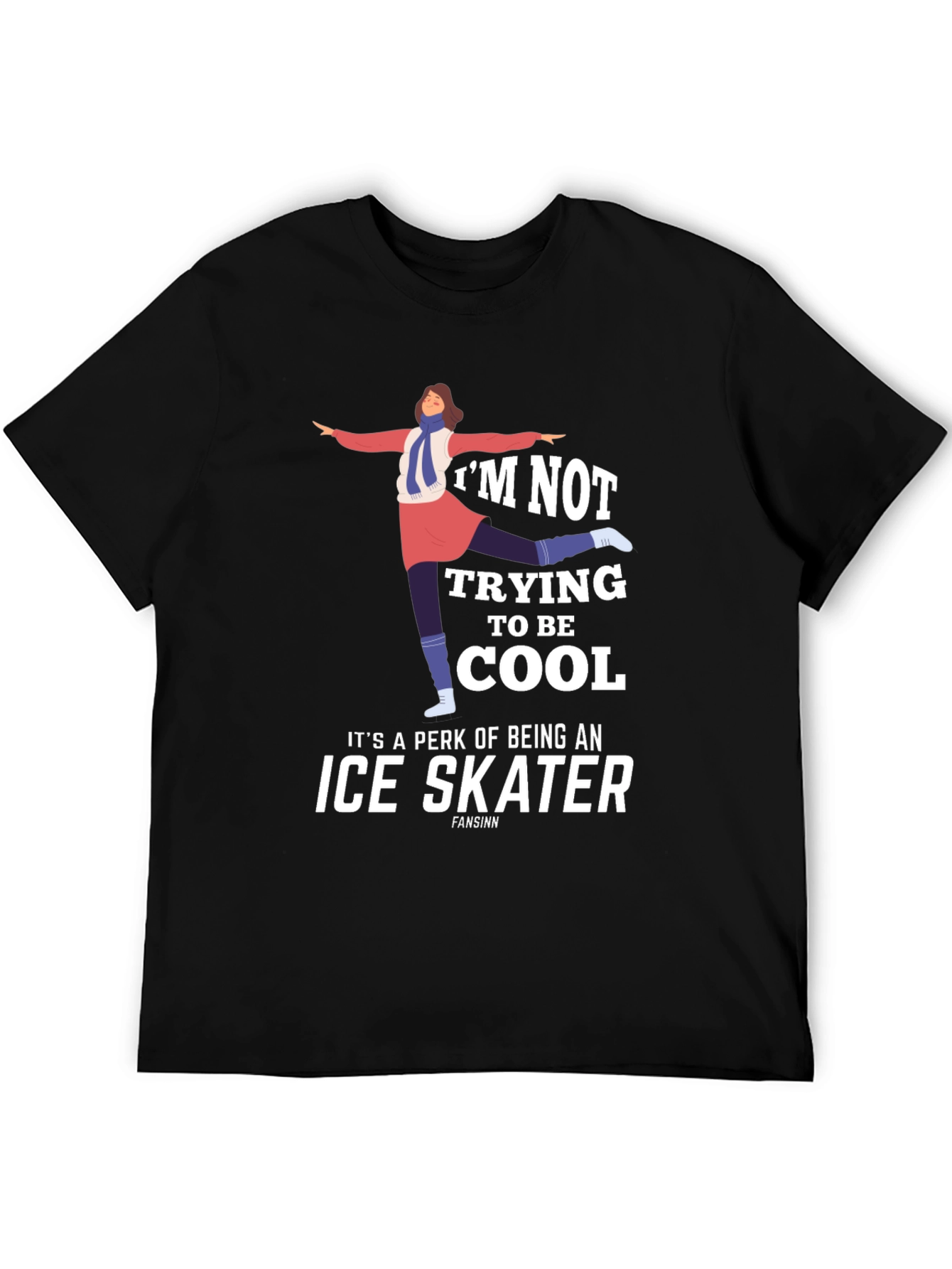Black Cool Ice Skater Graphic Tee Shirt view 5
