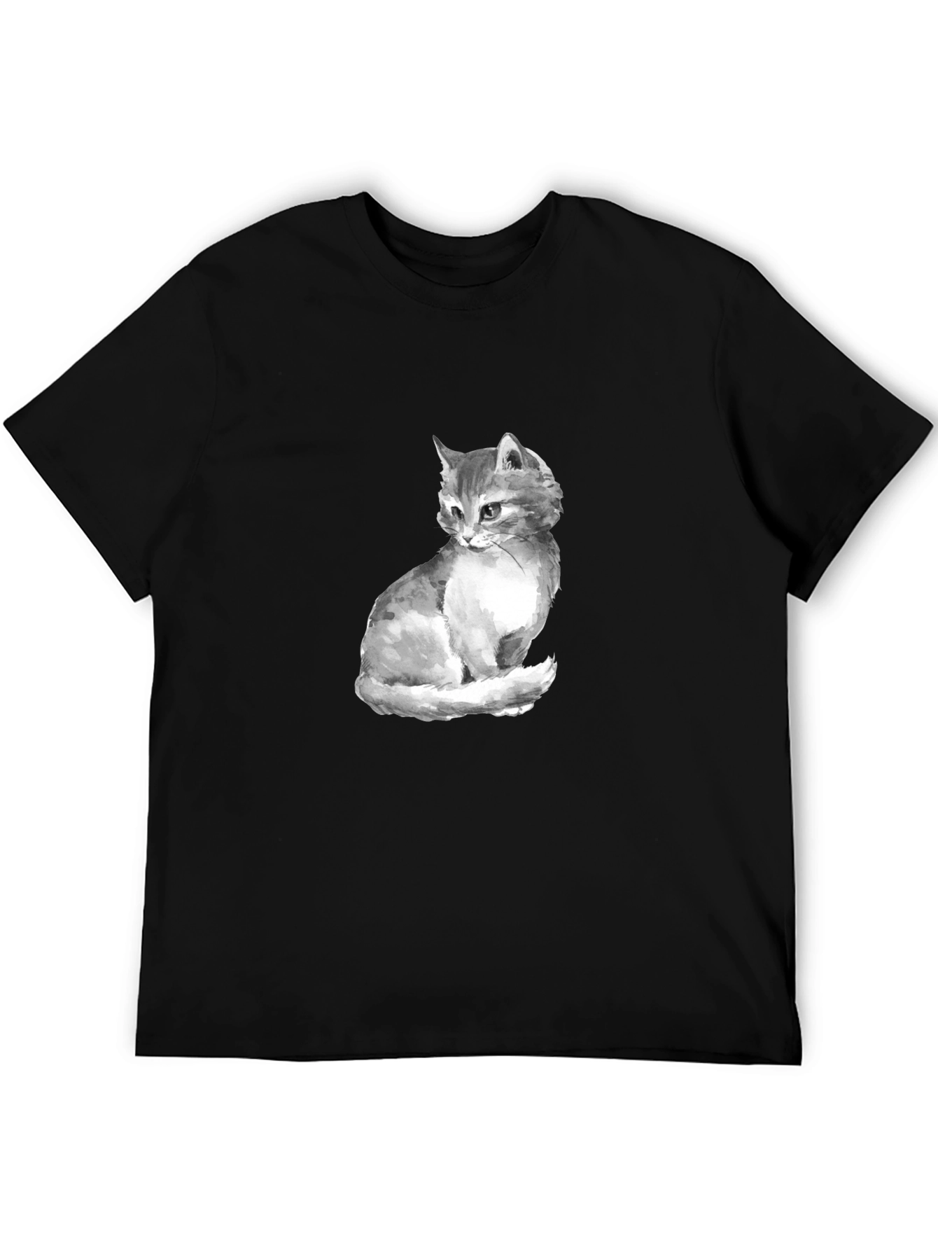 Black Cat Portrait Graphic Tee - Black Unisex T-Shirt view 5