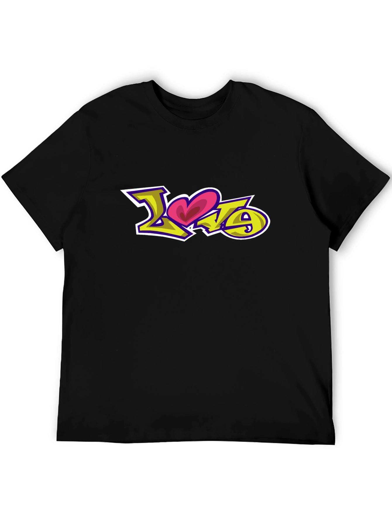 Black Love Graffiti Graphic Black T-Shirt view 5