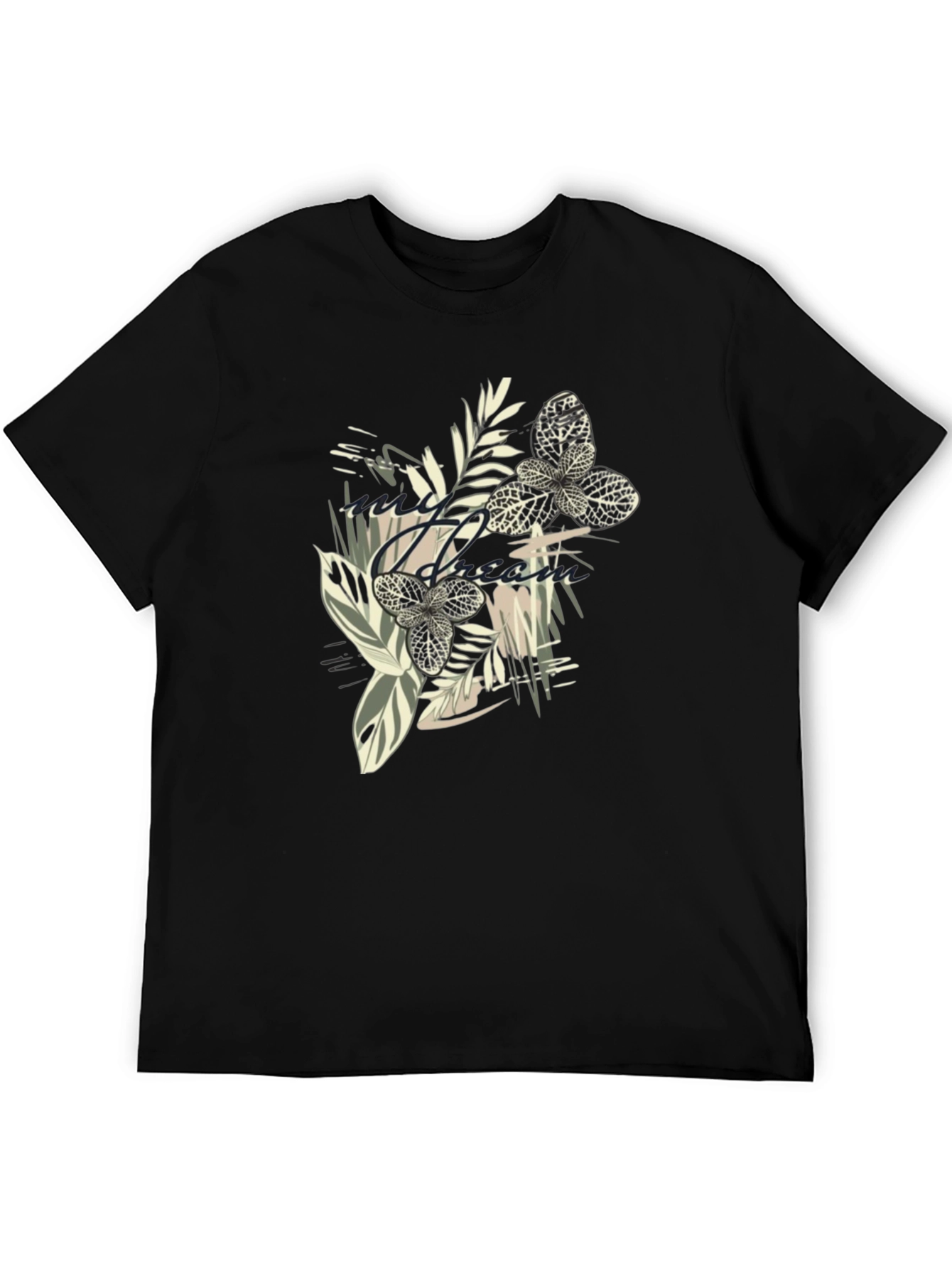 Black Botanical Print Black T-Shirt view 5
