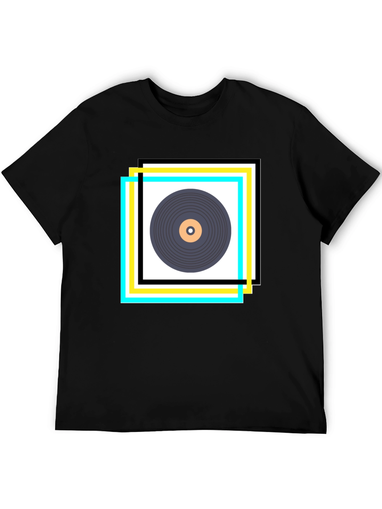 Black Retro Vinyl Record Graphic Tee view 5