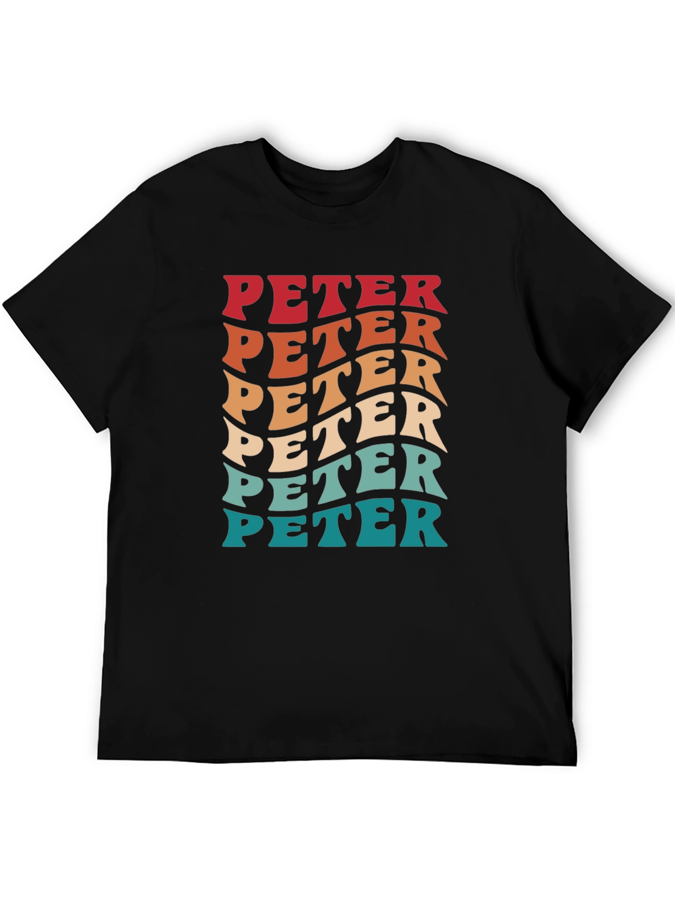 Black Retro 'PETER' Graphic Tee - Cool Personalized T-Shirt view 5